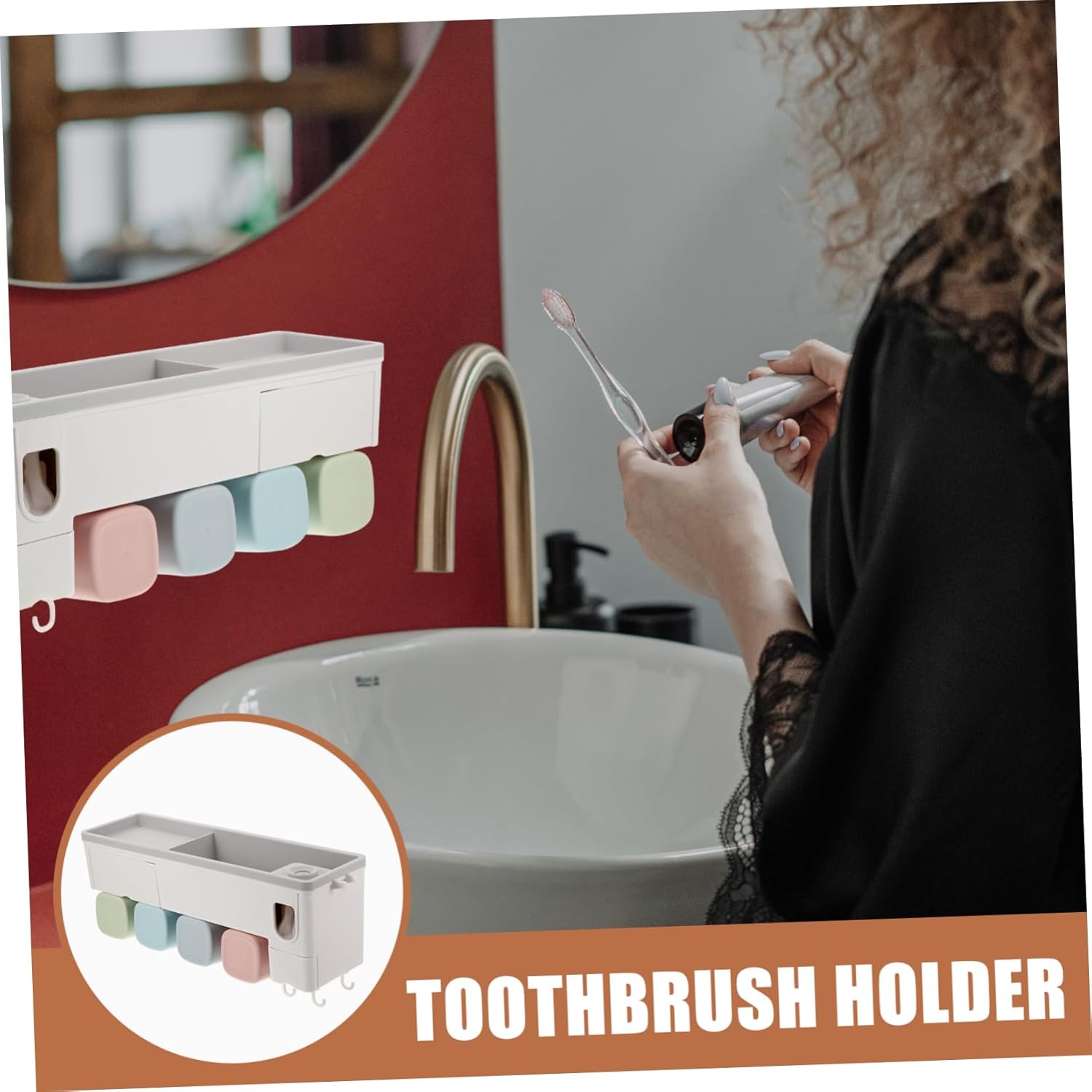 Automatic Toothpaste Dispenser and Wall Mounted Toothbrush Holder Set Punch-Free Sturdy Plastic for Bathroom Organization