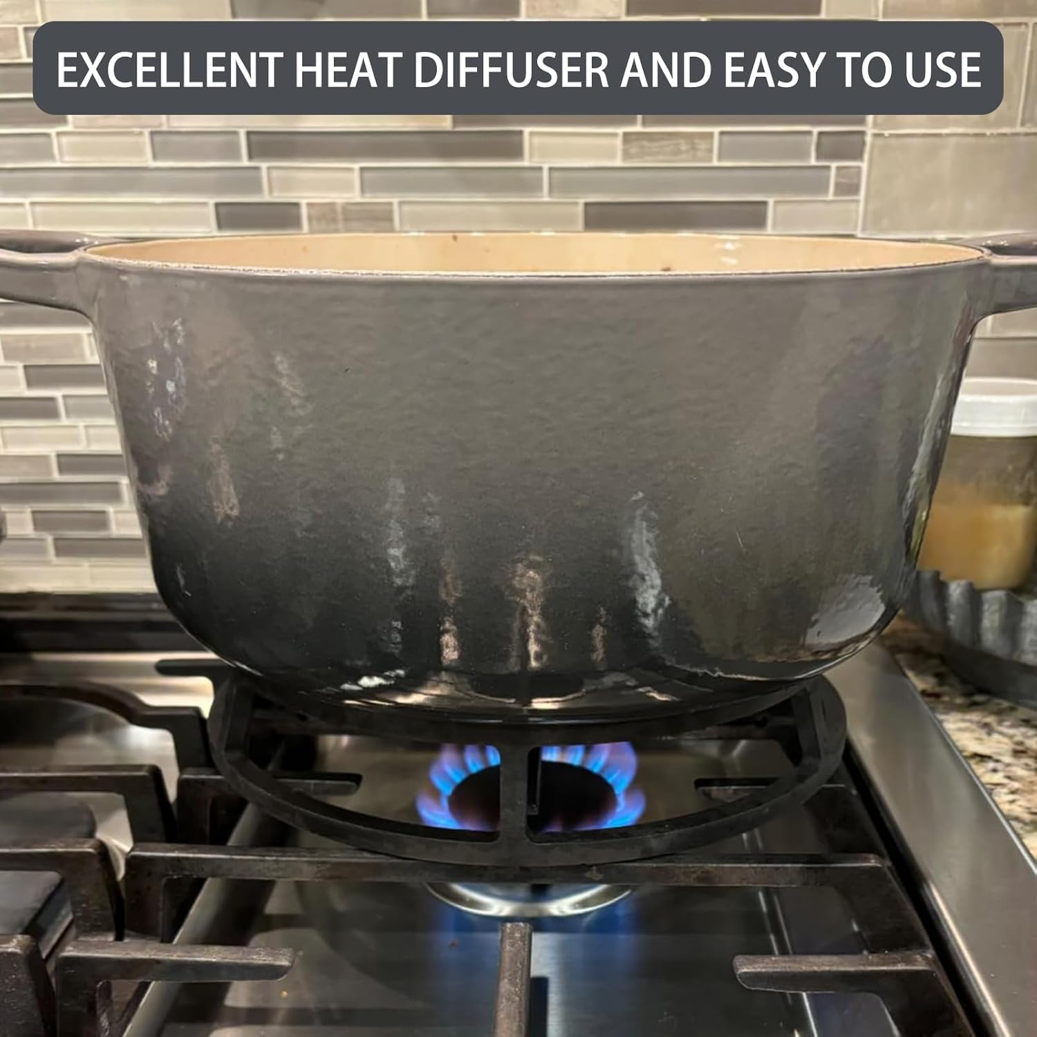 Wok Ring Heat Diffuser for Gas Stove Parts Cast Iron Wok Support Ring for Gas Stove Burner Grate Samsung, GE, Kitchenaid, LG, Whirlpool, Frigidaire, Kenmore Etc Gas Stove Stand Rack Accessories