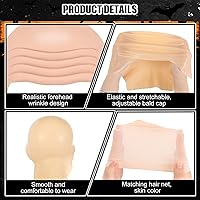 Vista 2 de WILLBOND 4 piezas de gorras calvas de Halloween para maquillaje de látex calvo, gorra para cabeza, peluca, sombrero, accesorios de disfraz
