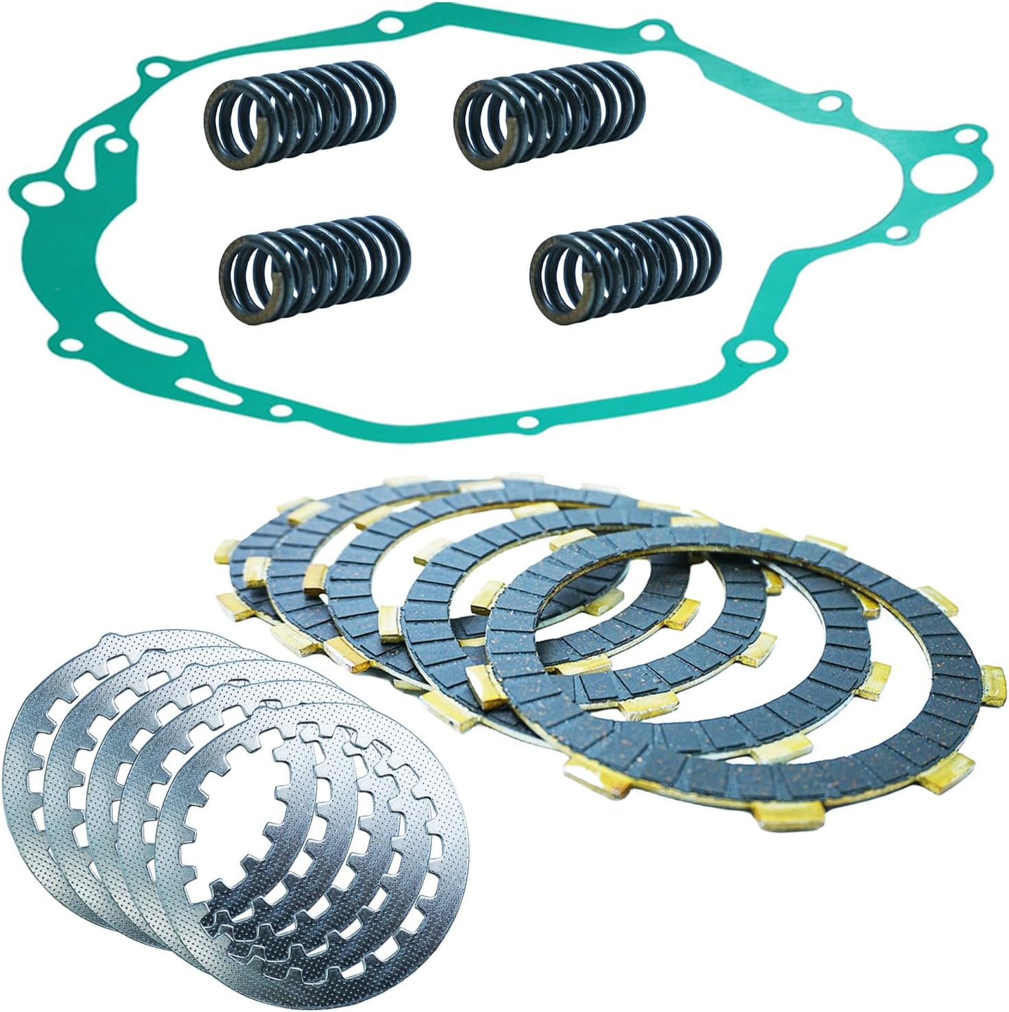 Extra Plate Friction Steel Clutch Springs Gasket Kit Compatible with 1999-2004 TTR225 2005-2023 TTR230, Motorcycle Clutch Friction Plate Steel Disc Kit