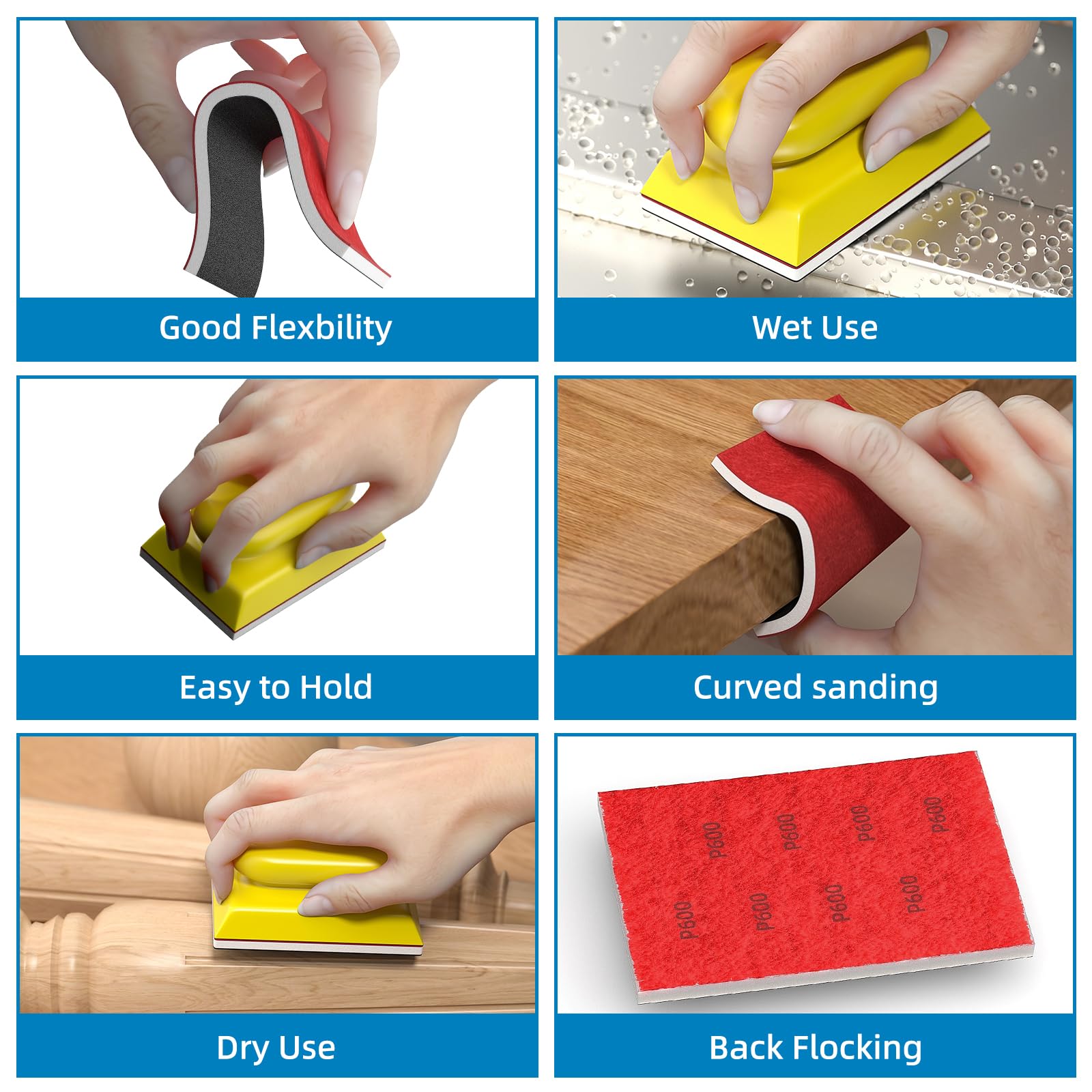 BURMONG Sanding Sponge Set - 25 Blocks & Hand Block -5