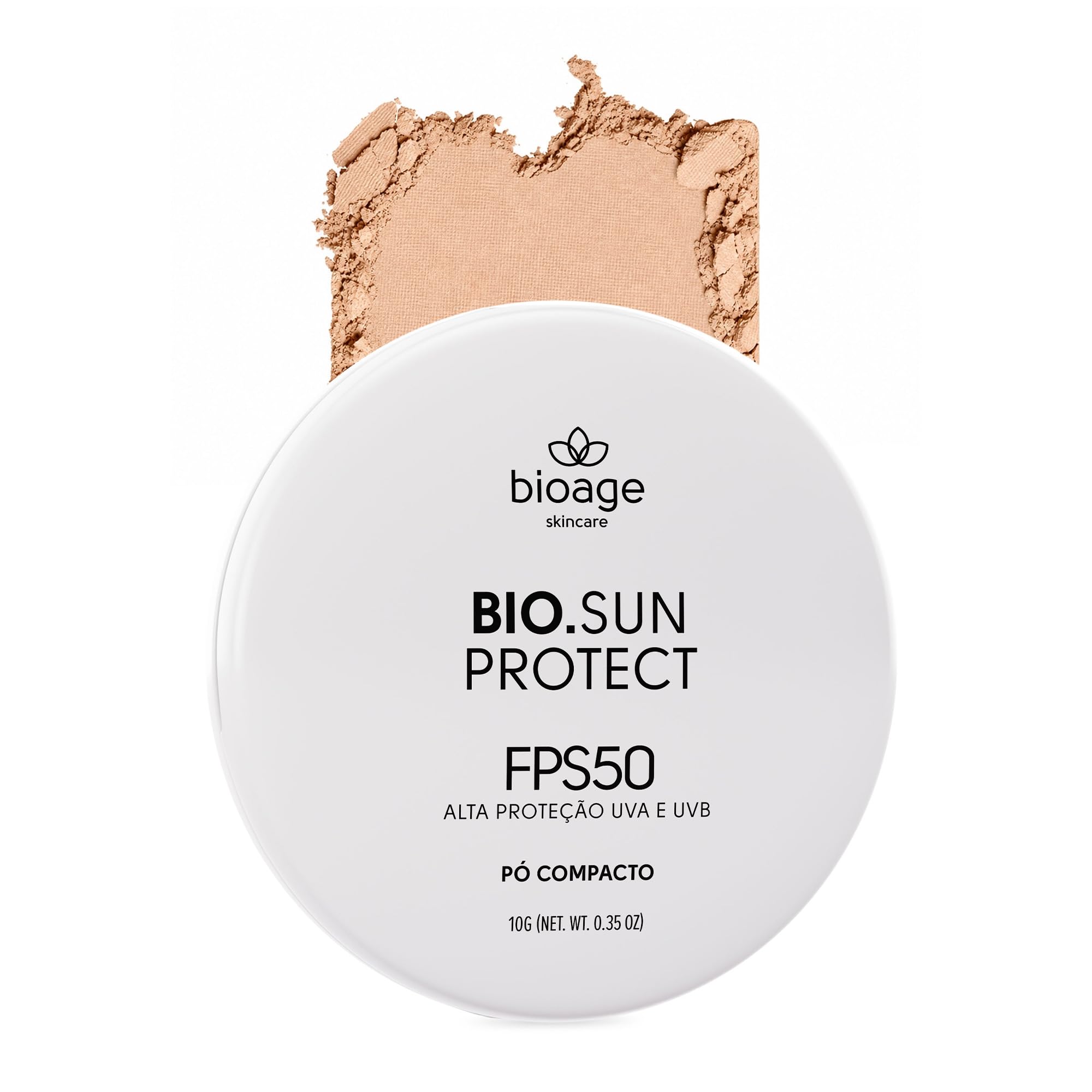 Pó Compacto Protetor Solar BioAge Bio-SunProtect FPS 50 Efeito Mate Anti Oleosidade Base