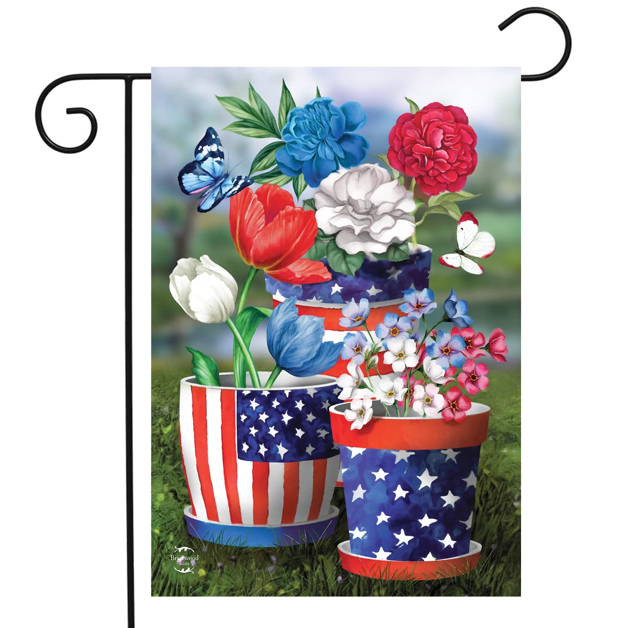 Briarwood Lane America in Bloom Patriotic Garden Flag 12.5" x 18" Floral USA