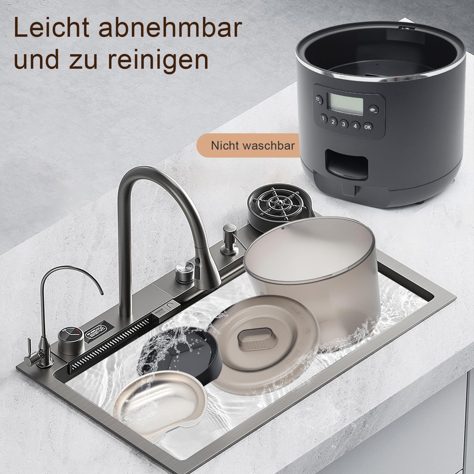 Futterautomat Katze mit Timer – 4L großes Fassungsvermögen, Programmierbar für 4 Mahlzeiten täglich, Präzise Portionskontrolle, Ideal für Katzen und Haustiere