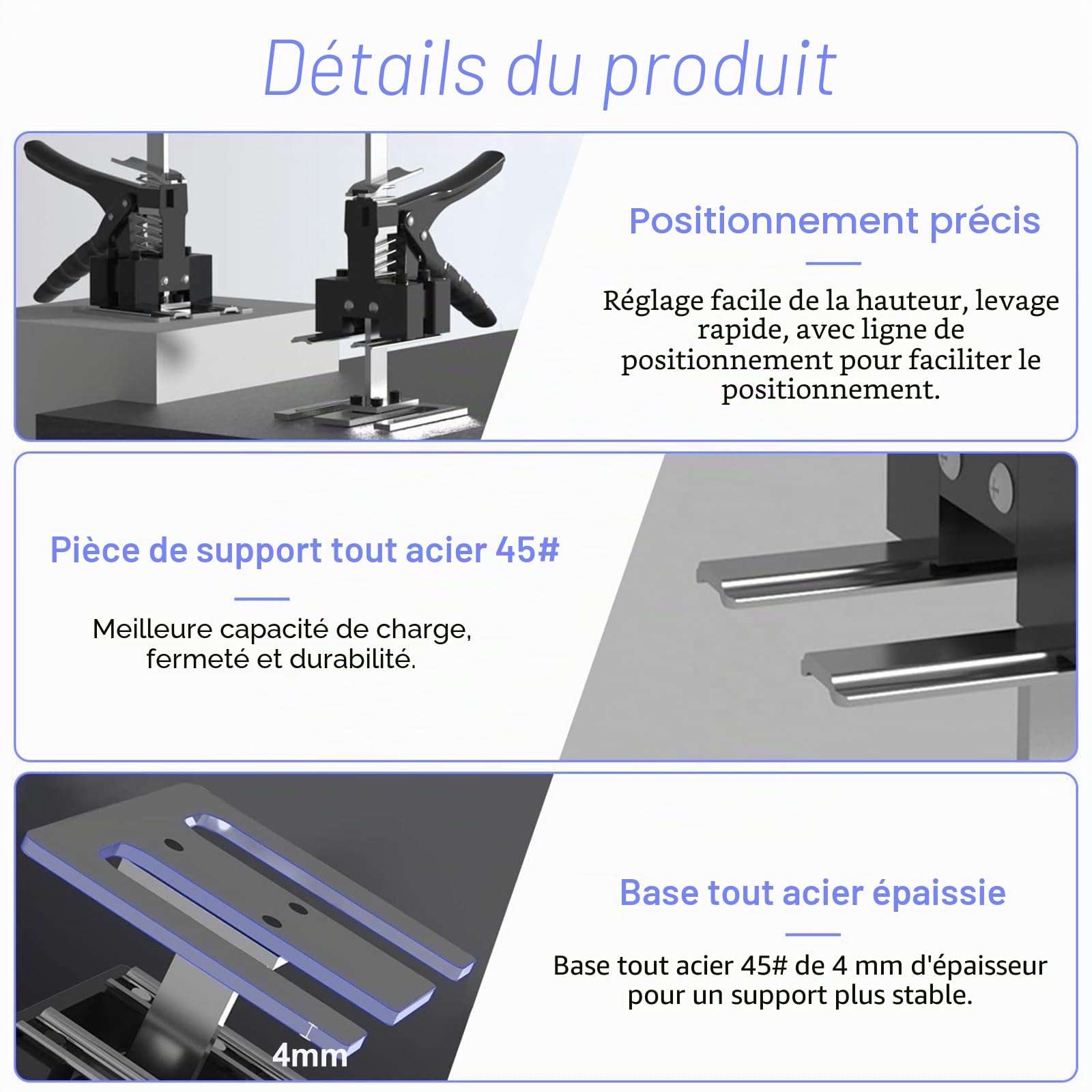 Leve Plaque Placo, Système de Nivellement des Carreaux Outil, Réglable Deplace Meuble, Avec échelle Pour Les Sols, les Fenêtres et les Armoires-Capacité Jusqu'à 240kg/529lbs(38.8cm)