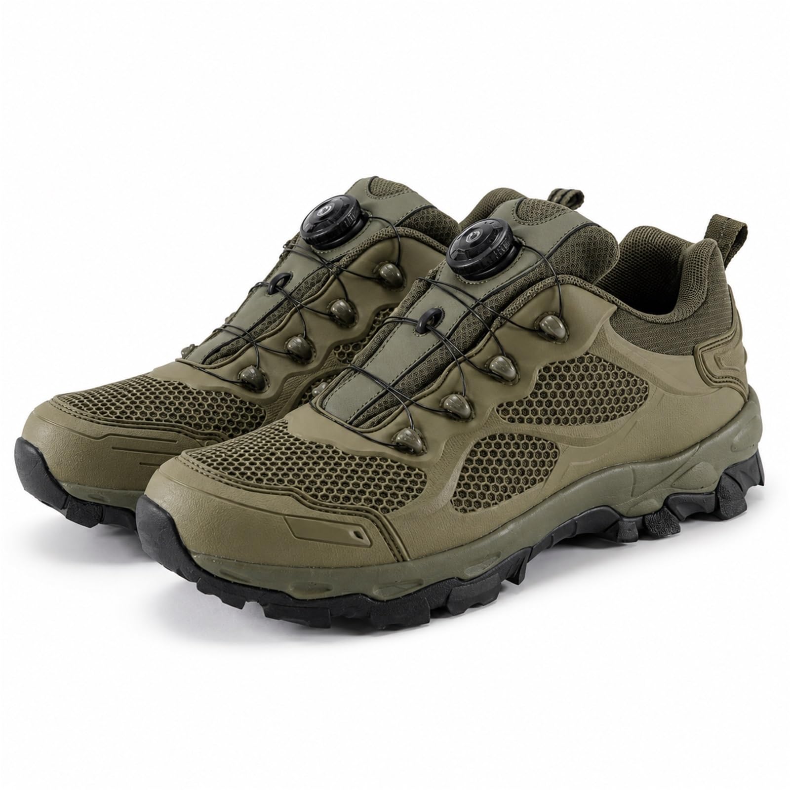 Buty Taktyczne Męskie Niskie Wodoodporne Buty Robocze Skórzane Oddychające Obuwie BHP do Pracy i Terenu Odporne na Ścieranie Lekkie i Wygodne Czarny Zielony Khaki | Green,45 EU