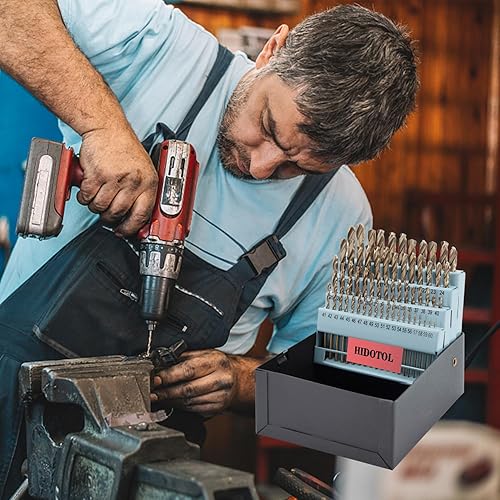 Miniatura 5 de Juego de 60 brocas de cobalto M35 HSS Twist Jobber para metal endurecido, acero inoxidable, hierro fundido, plástico y madera #1 - #60 con caja de