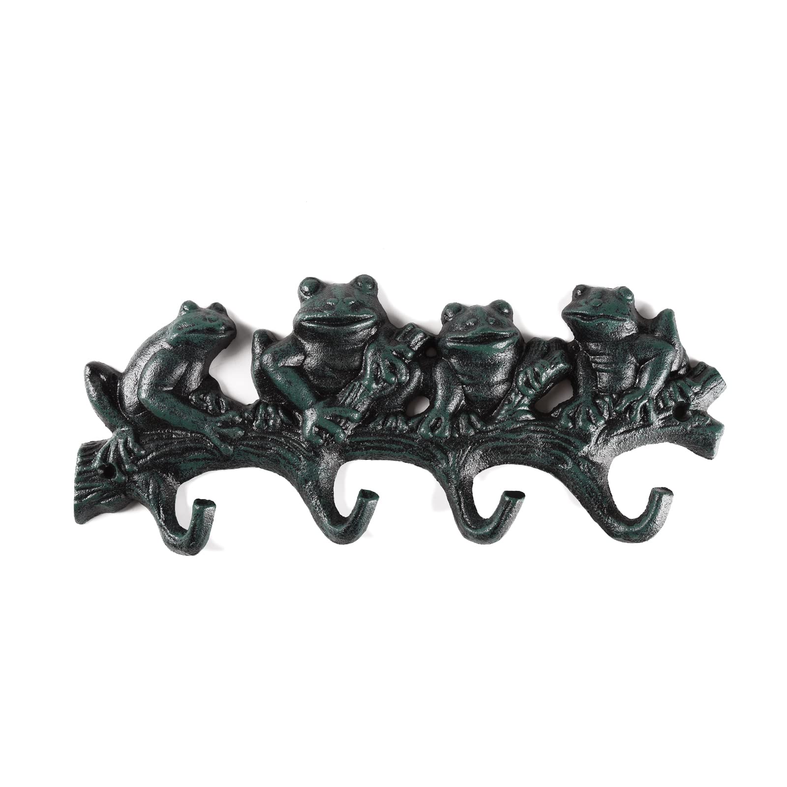 STCREE Cast Iron 4 Hooks, Lovely Frogs Coat Hanger for Coats, Hats, Keys, Clothes, Tools, Planters, Vintage Wall Hanger Indoor Outdoor Wall Decoration TQGJST145