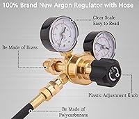 Vista 5 de CGA580 Argon CO2 Regulators, Argon Gauges Gas Welding Regulator Compatible with Mig Tig Miller Lincoln Weld 0-4500PSI / 0-10BAR - CO2 Argon