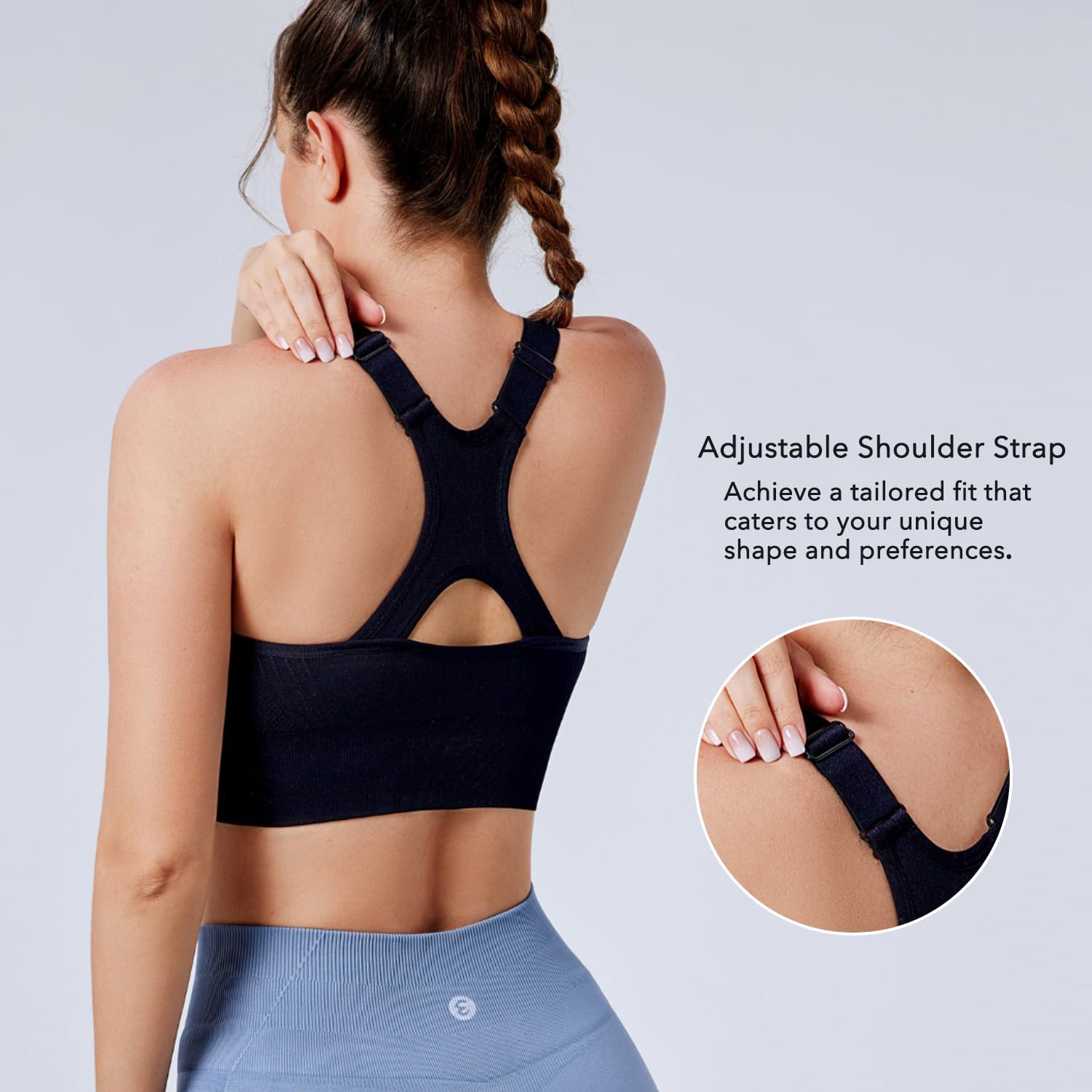 Evercute Racerback High Support Bras Adjustable Sports Bras for Women 3/4 Pack Seamless Padded Workout Bras Yoga Athletic Bra - Image 3
