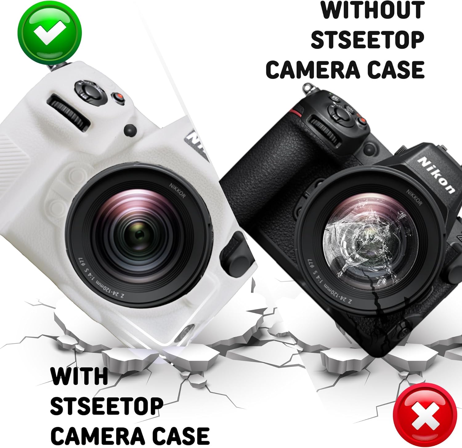 Camera Case for Nikon Z8 - Protective Silicone DSLR Skin Cover, Detachable Cage, Shockproof, Dustproof (White)