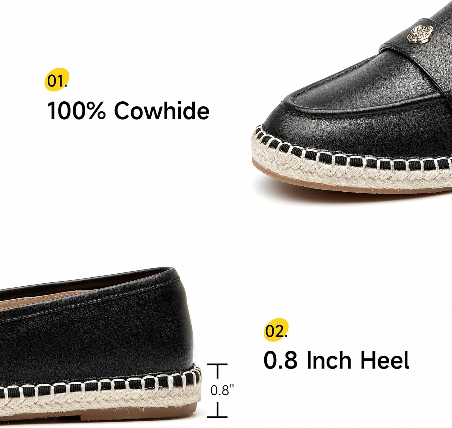 BEAU TODAY Loafers for Women,Womens Penny Loafers,Casual Slip-on Leather Flat Shoes,Breathable Lightweight Handmade Work Shoes - Image 4
