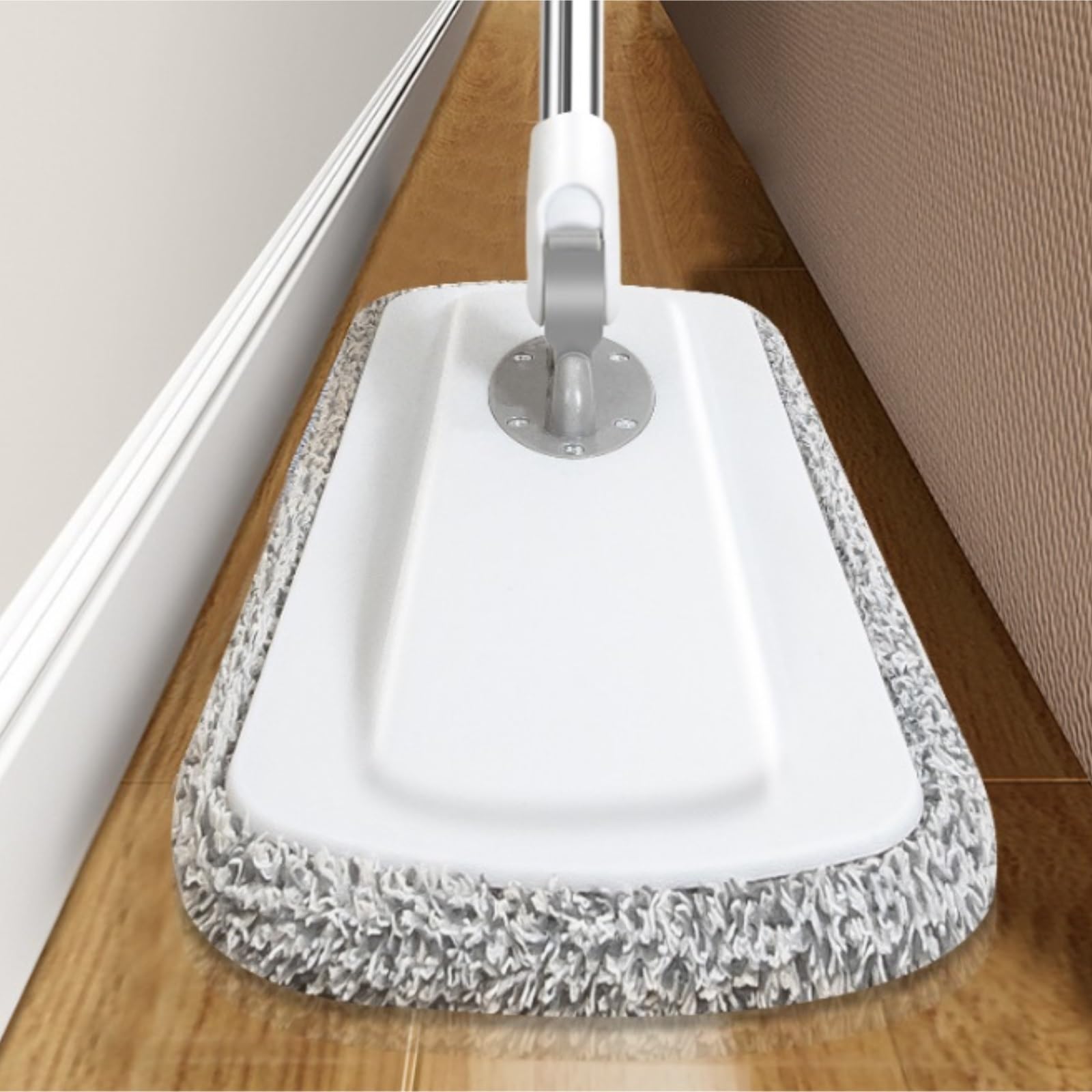 Fregona Almohadillas Planas para Fregona con Agarre Firme para Limpieza De Pisos Húmedos Y Secos Mango Acero Inoxidable Cabezal Giratorio 360 ​​Grados Limpieza Suelo