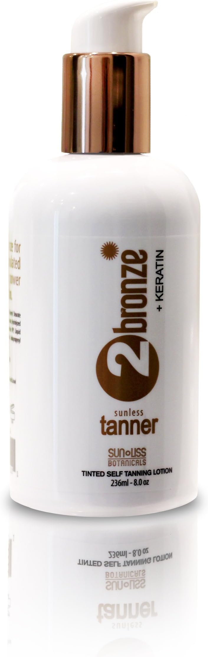 Sunless self Tanner 2Bronze + Keratin Tanning Lotion. Instant Bronzer for All Skin Types (Fair, Medium and Dark) With Natural Keratin That Hydrates While You Tan