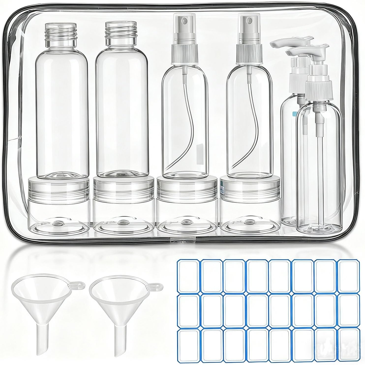 14 Pack Travel Bottles for Toiletries – TSA Approved Leak-Proof Squeezable Conta…