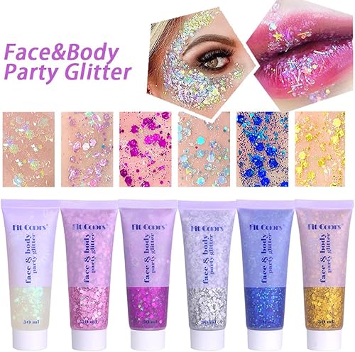 Miniatura 173 de MEICOLY Purpurina para cabello infantil, maquillaje de Halloween con purpurina brillante, lentejuelas de sirena para rostro y cuerpo, purpurina