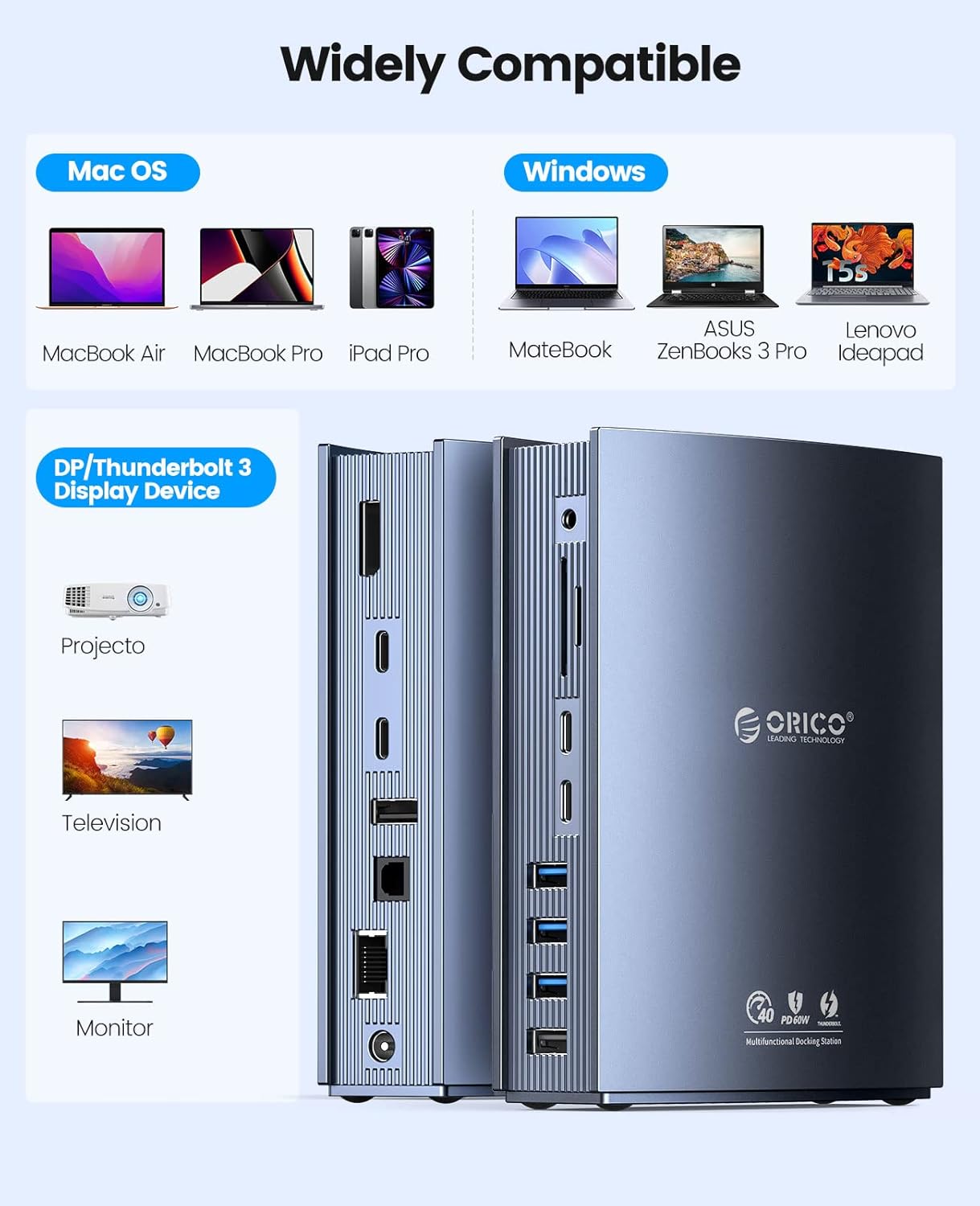 Image showing the aluminum alloy construction of the ORICO docking station for heat dissipation