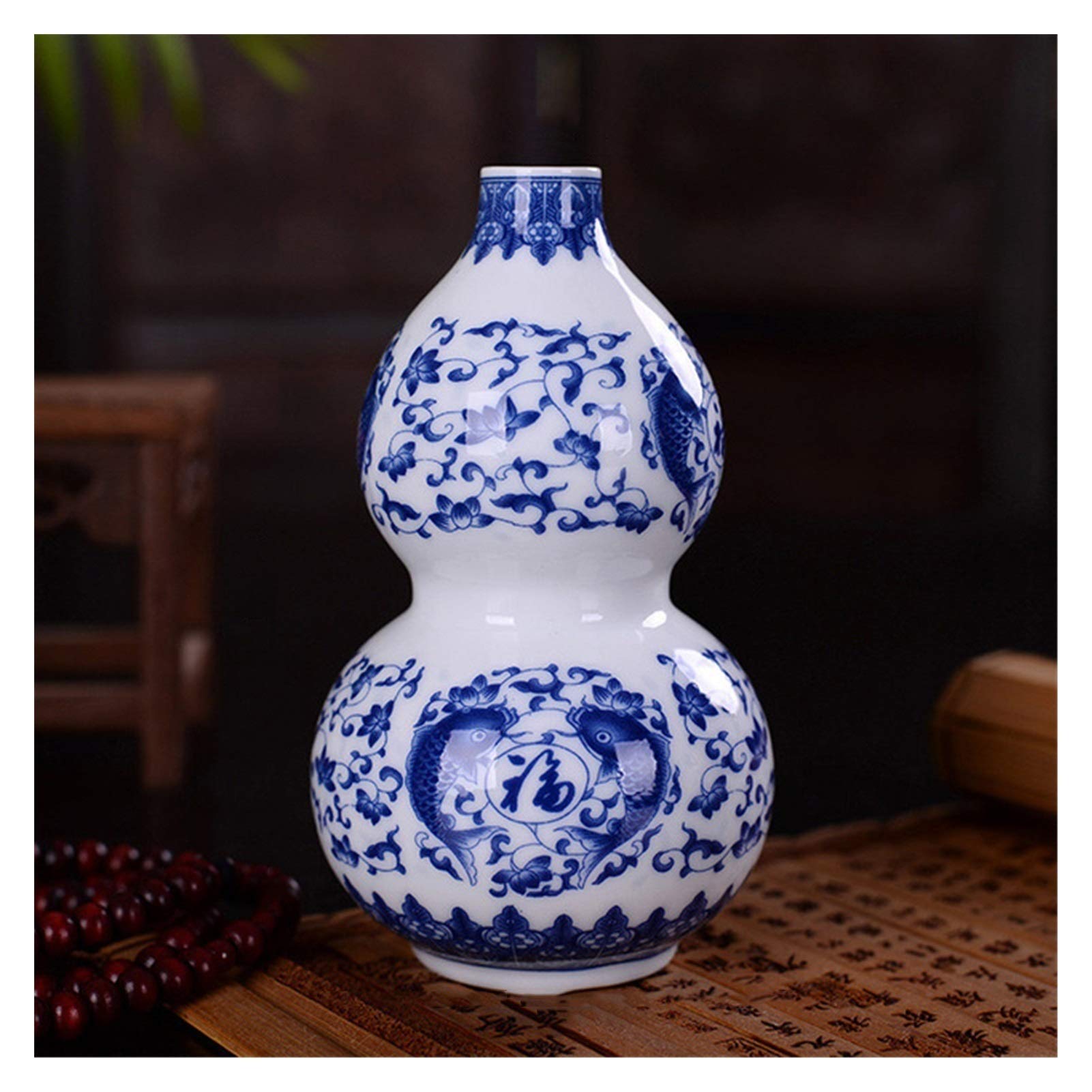 asdchZen Vases Vintage Home Decor Ceramic Flower Vases For Homes Antique Traditional Chinese Blue And White Porcelain Vase For Flowers Vases For Decor,N