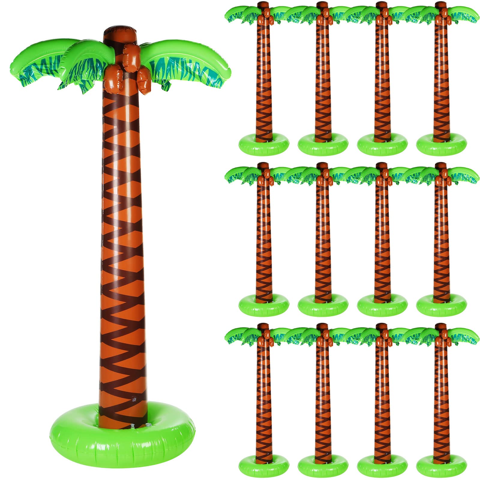 Inflatable Palm Trees Blow Up Coconut Trees Sturdy Luau Party Palm Trees 66 Inch Tall Inflatable Palm Trees for Summer Tropical Beach Hawaiian Party Decoration(12 Pieces)
