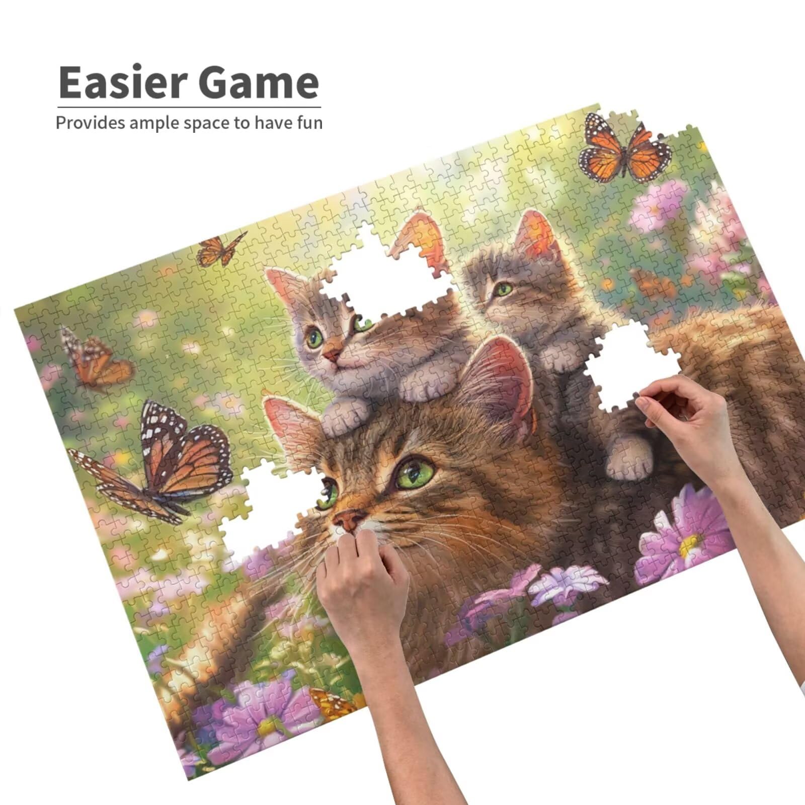 Puzzle dla kota 4000 sztuk motyl puzzle dla dorosłych początkujący z pudełkiem prezentowym, interaktywne puzzle rodzinne wymagające wyzwania, stres Relief Home Wall Room Decor Art prezent dla mężczyzn