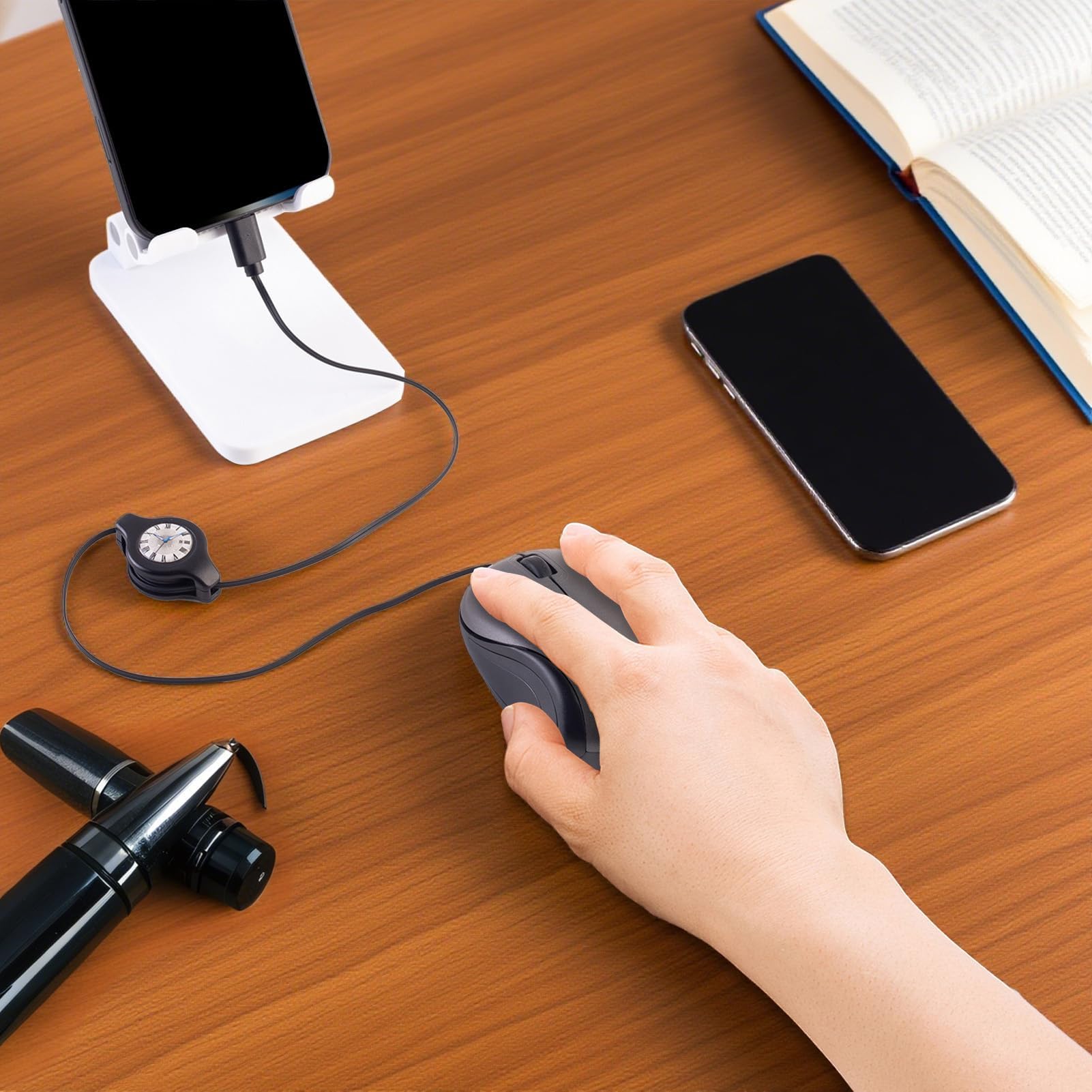 Mouse per Laptop compatti, Mouse USB da Viaggio con Cavo Retrattile, Accessorio Ottico per Computer, nomadi digitali, programmatori, Giocatori, aziende, Lavoro, Desktop, casa, Bar