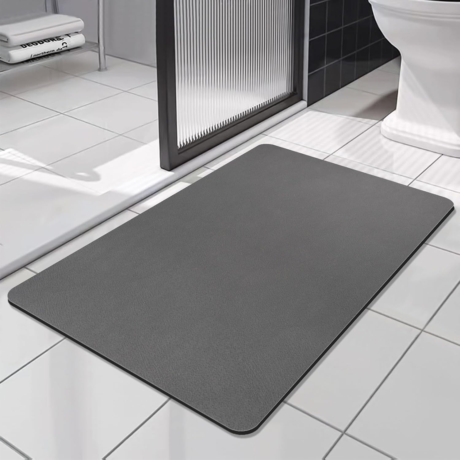 SOLIC Super Absorbent Bath Mat Non Slip Anti Mould Quick-Drying Bathroom Mat Kitchen Door Mat (Dark Grey, 43x80cm)