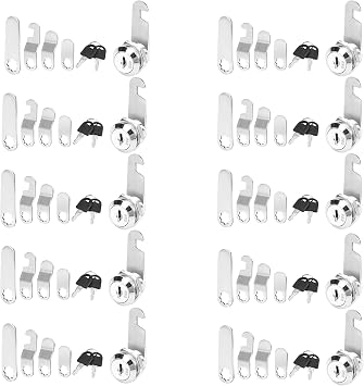 10Pcs 16mm Cabinet Lock Keyed Alike, Cam Lock Post Box Locker