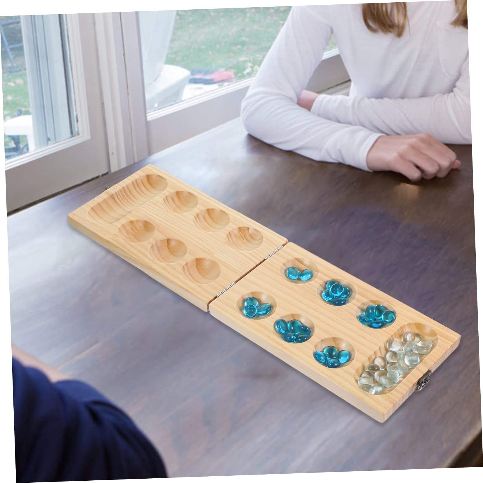 GALPADA 1 Set Folding Mancala Chess Portable Board Game for Thinking Puzzle Game with Locking Design for Family Fun and Childhood Learning