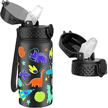GOPPUS Kids Water Bottle Straw Lid - 14 Oz Stainless Steel Travel Bottle+14oz/18 oz replacement straw lid 1pack