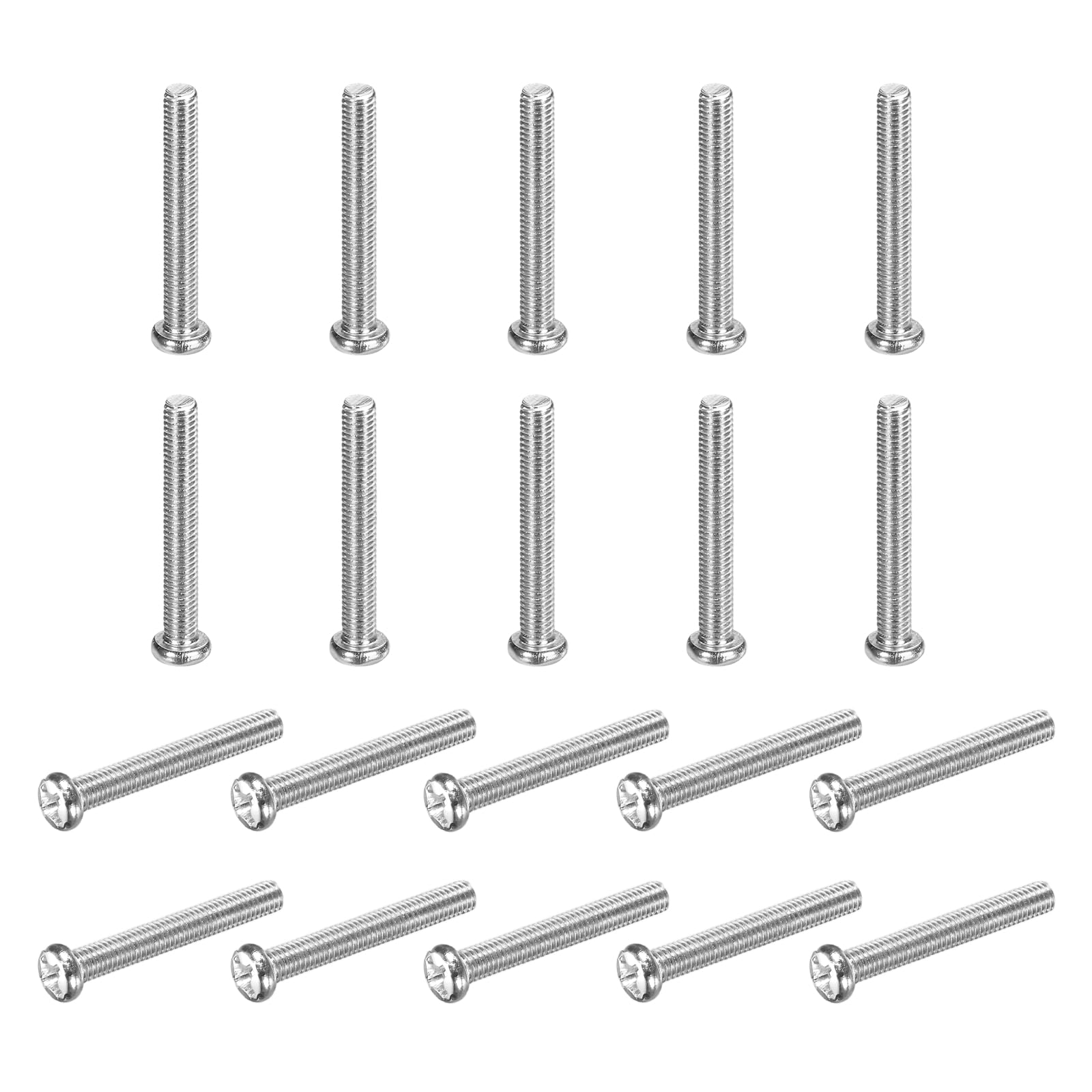 sourcing map 100 Pcs M3x22-0.5mm Phillips Pan Head Machine Screws, Carbon Steel Full Thread