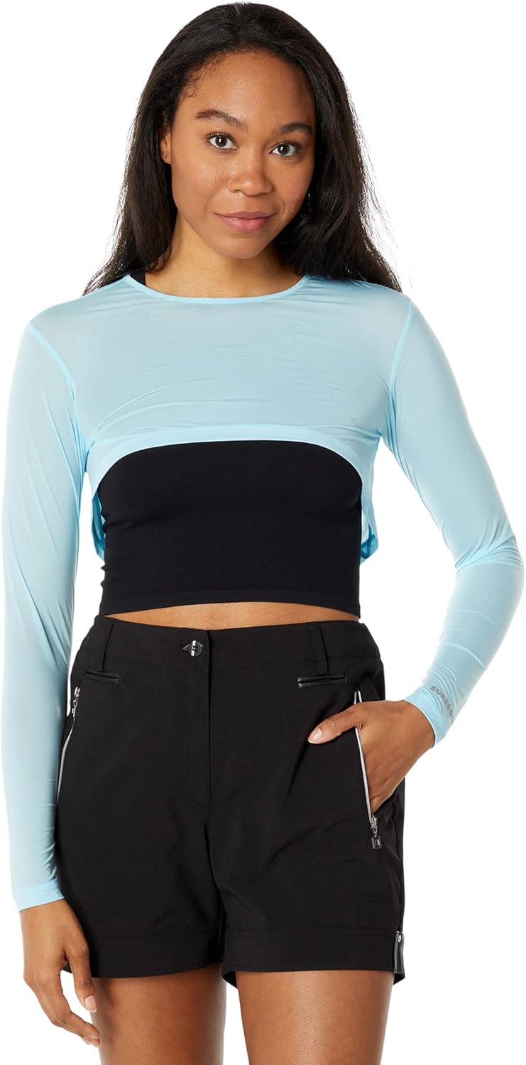 Jamie Sadock Women's Sunsense 35 SPF Lightweight Long Sleeve Crew Neck Crop Layering Top