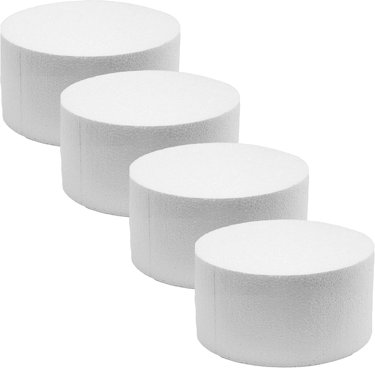 8 x 4 Inch Cake Dummy – 4 Count Styrofoam Fake Cake for Decorating, Display & Practice by Global Sugar Art