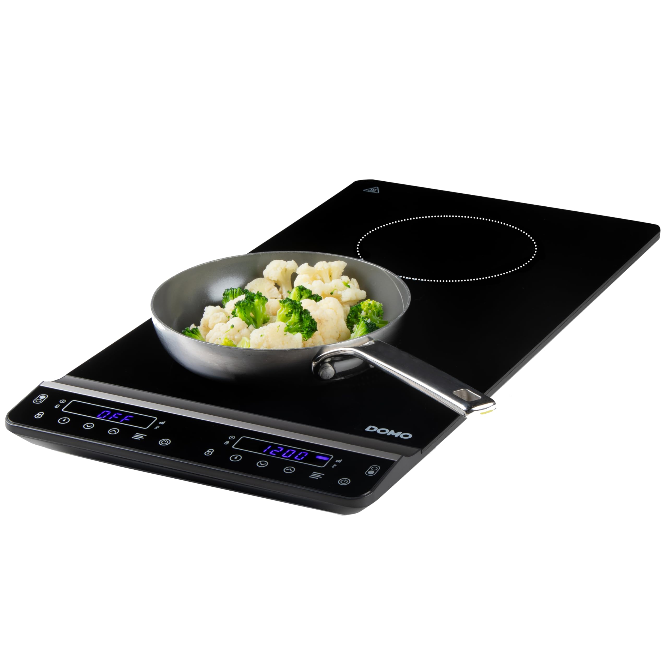 DOMO DO30211IP Plaque de cuisson à induction verticale - 2 feux - Commande tactile avec affichage LED - Minuterie digitale - 10 niveaux de puissance et de température - Sécurité enfant - Noir