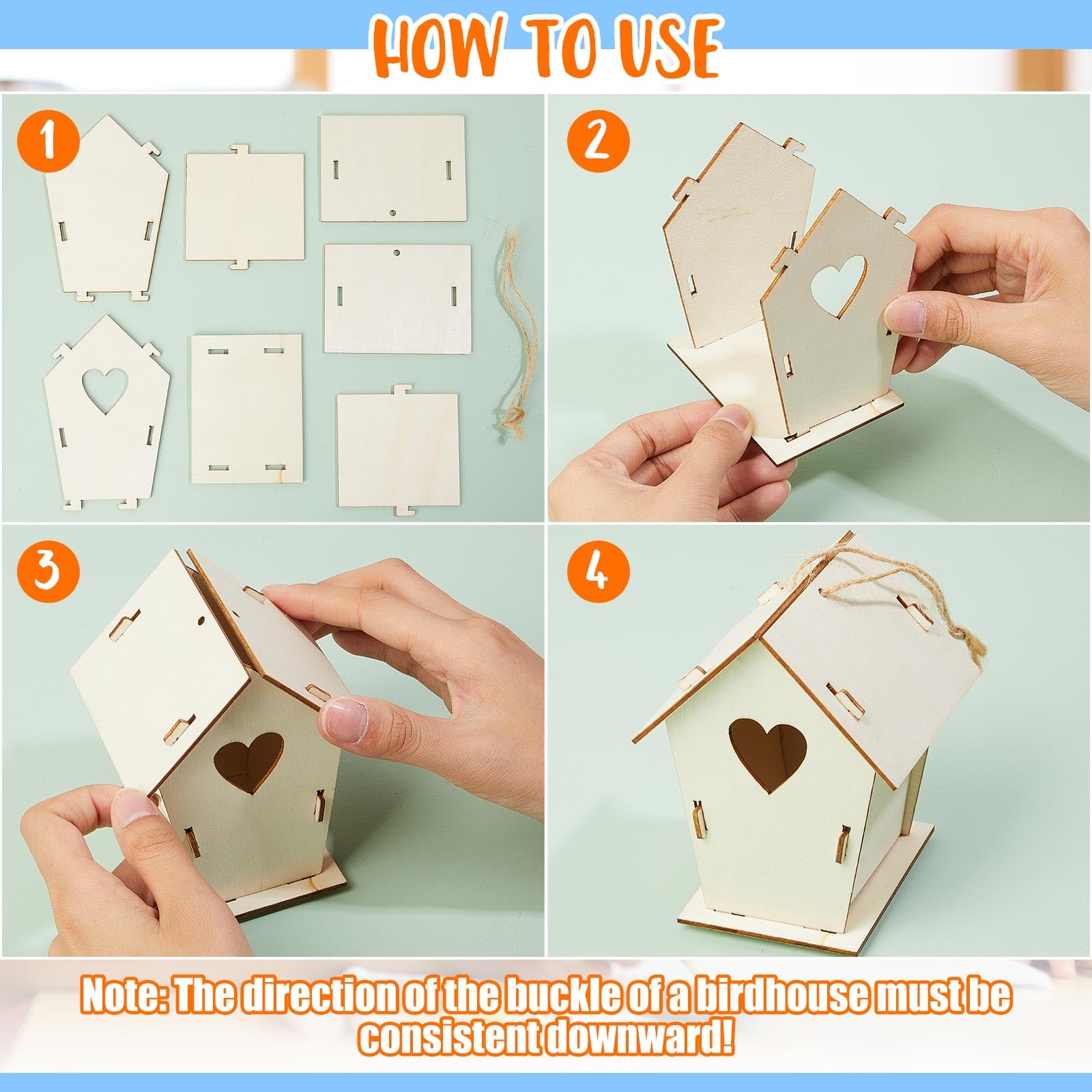 Juexica 15 casas de pájaros de madera de 4 pulgadas, casas de pájaros de madera sin terminar, kits de artes y manualidades de primavera, casas de pájaros de madera para niños a granel para que los