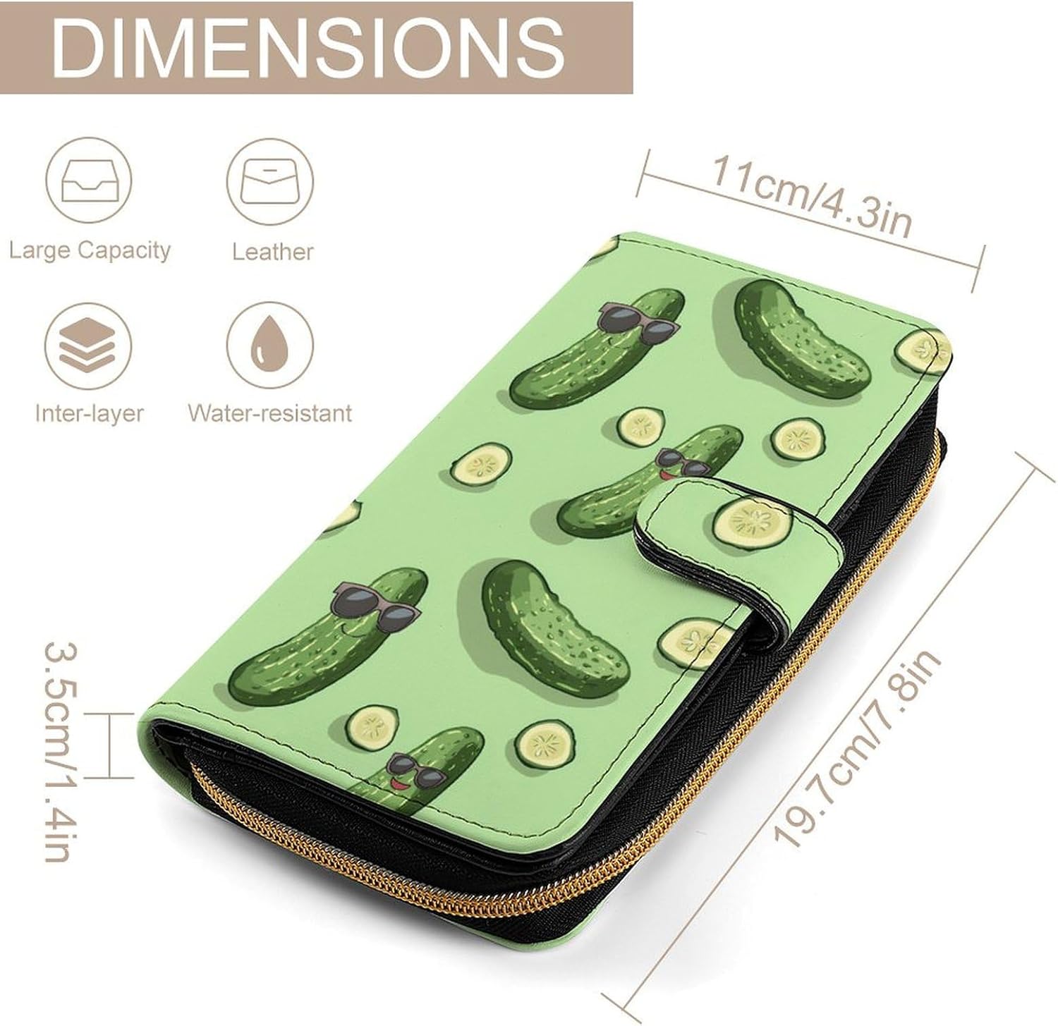 Cute Pickle Women's Long Wallet Leather Large Capacity Wristlet Clutch Purse Wallets