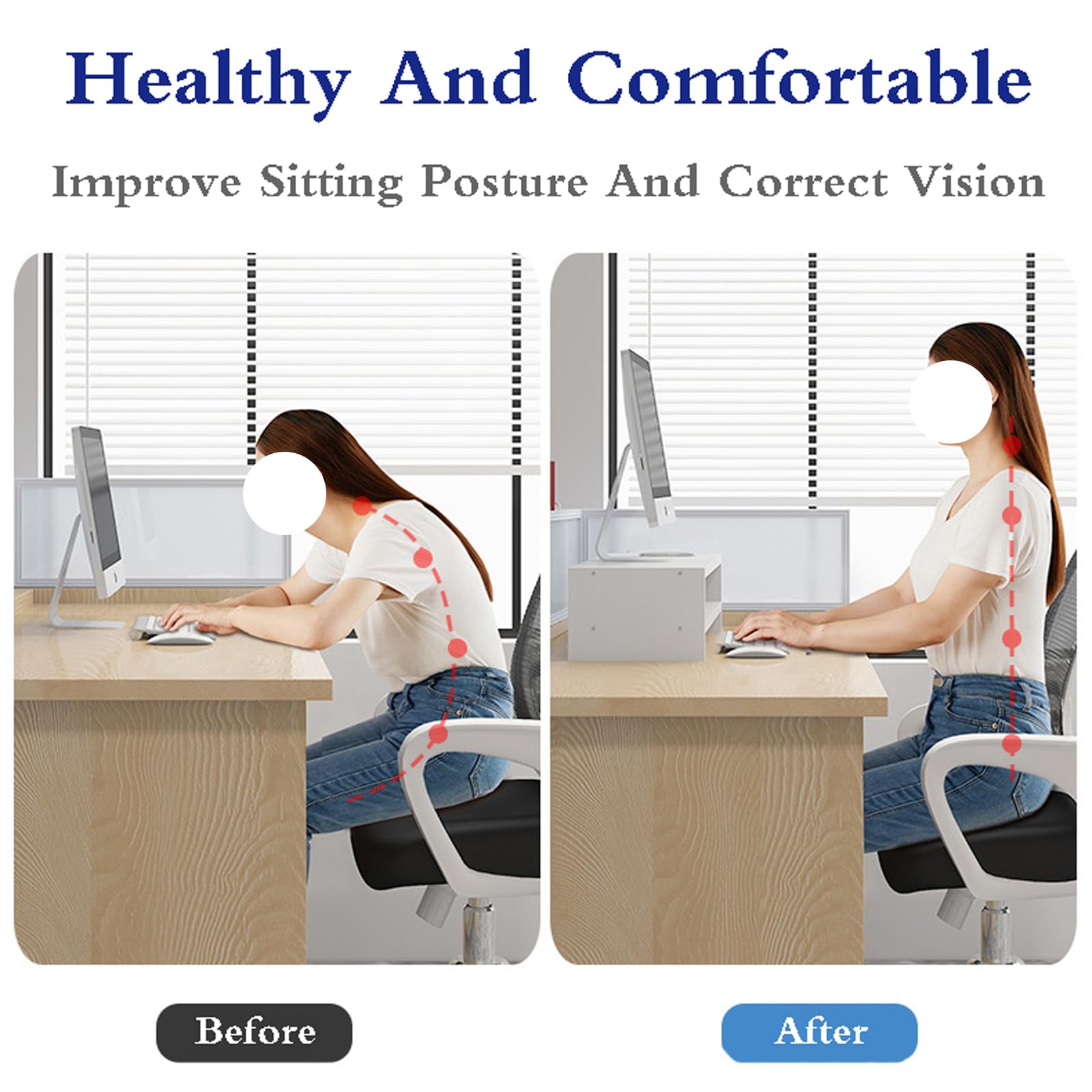 Supporto per Monitor,Supporto per Monitor da Scrivania,Rialzo Stand Pc con Ripiano,Supporto per Monitor in Legno per Scrivania,con Spazio di Archiviazione,per Laptop Computer