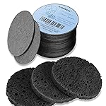 GAINWELL 50-Count Black Compressed Facial Sponges for Daily Facial Cleansing and Exfoliating, 100 Natural Cosmetic Spa Sponges for Makeup Remover, Reusable