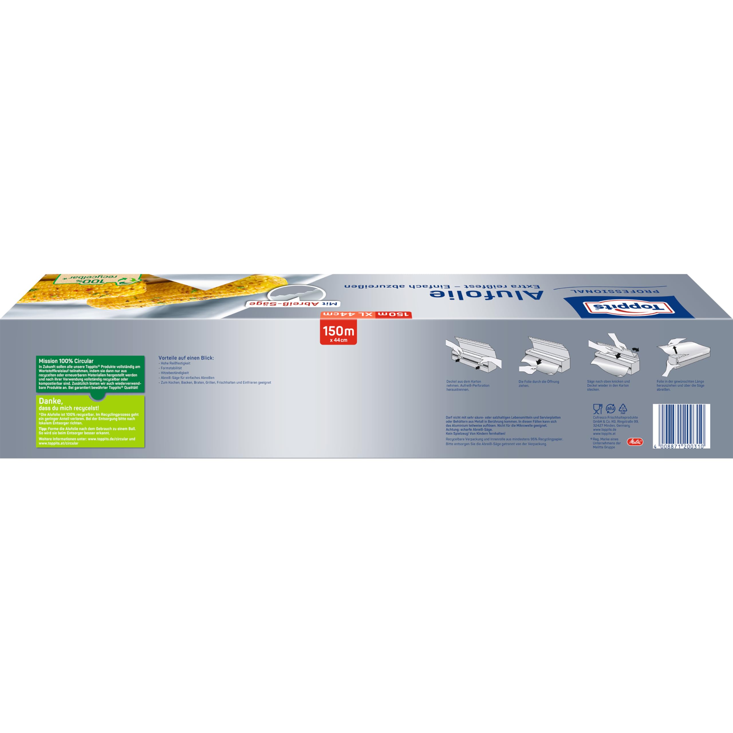 Toppits Lámina de aluminio de 150 m extra ancha, 1 unidad