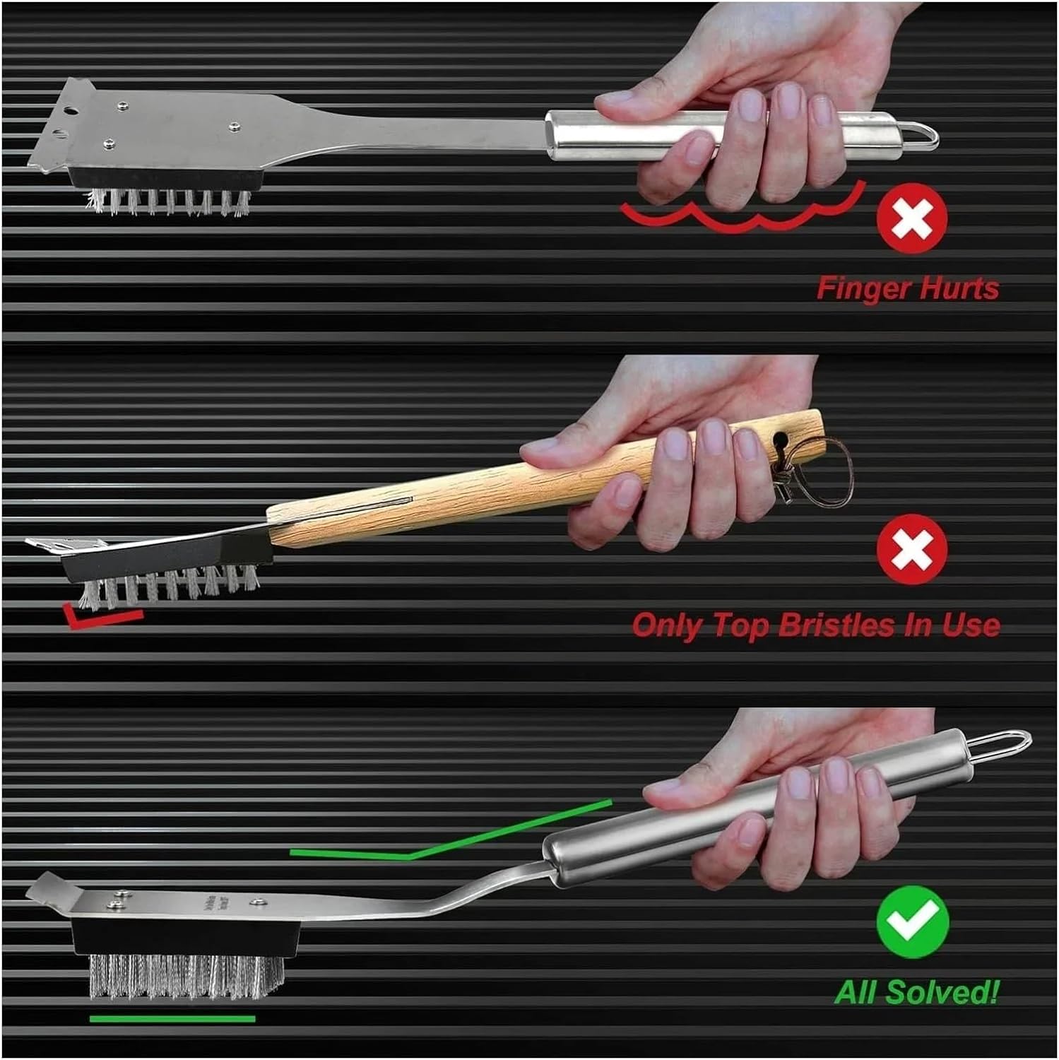 BBQ Grill Brush and Scraper Wire BBQ Grill Brush for Outdoor Grill 16.5” Cleaning BBQ Accessories Safe Cleaner Brush Accessories(Head1)
