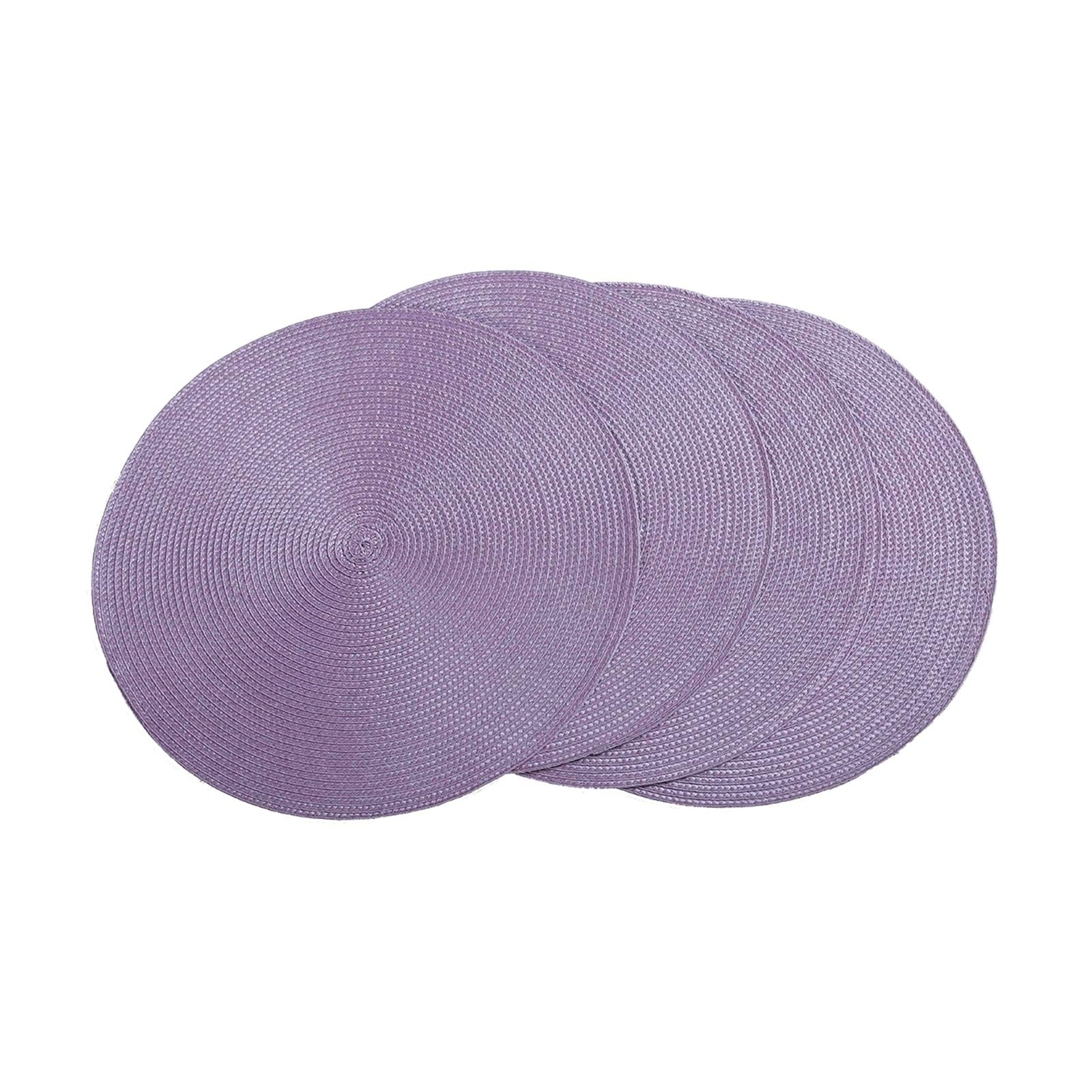 Runde geflochtene Tischsets, 4er-Set, for Esstische, gewebt, waschbar, rutschfest, 38,1 cm(Purple)