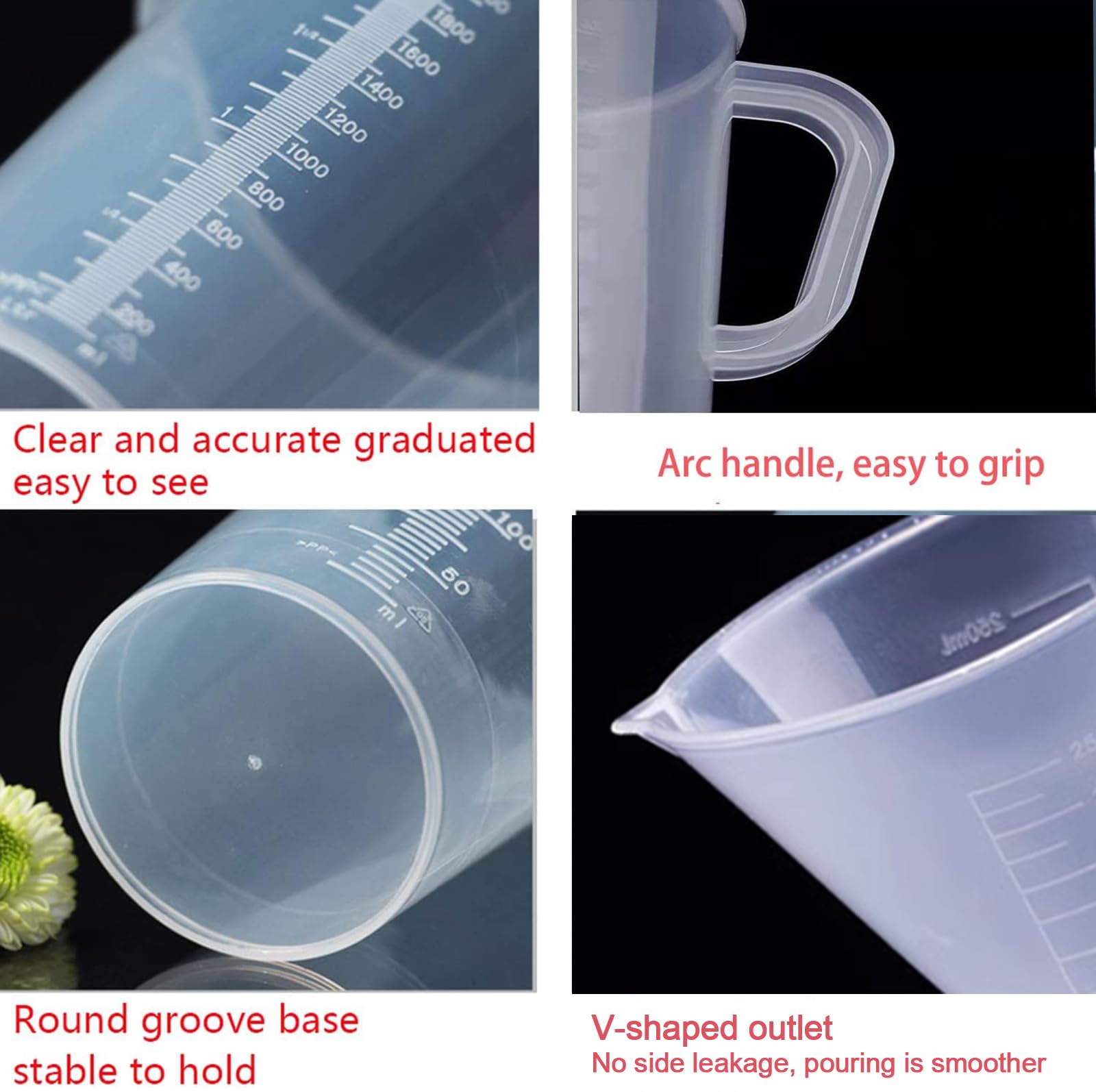 Misurini per Liquidi (250-5000 Ml), con Manico, Forte Flessibilità/Non Facile da Rompere, Misurazioni Accurate/Scala Chiara, per La Misurazione,5000ml