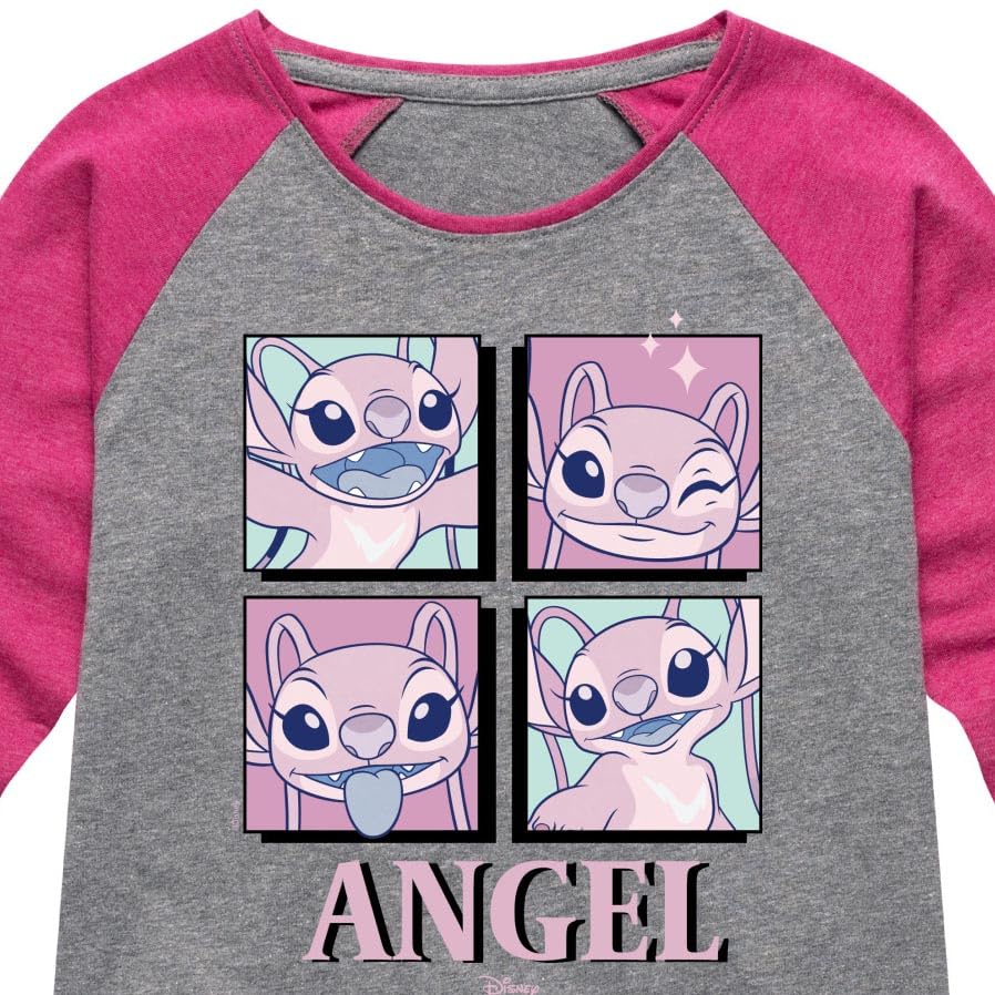 Disney - Lilo & Stitch - All The Expressions of Angel - Toddler & Youth Girls Raglan Graphic T-Shirt3