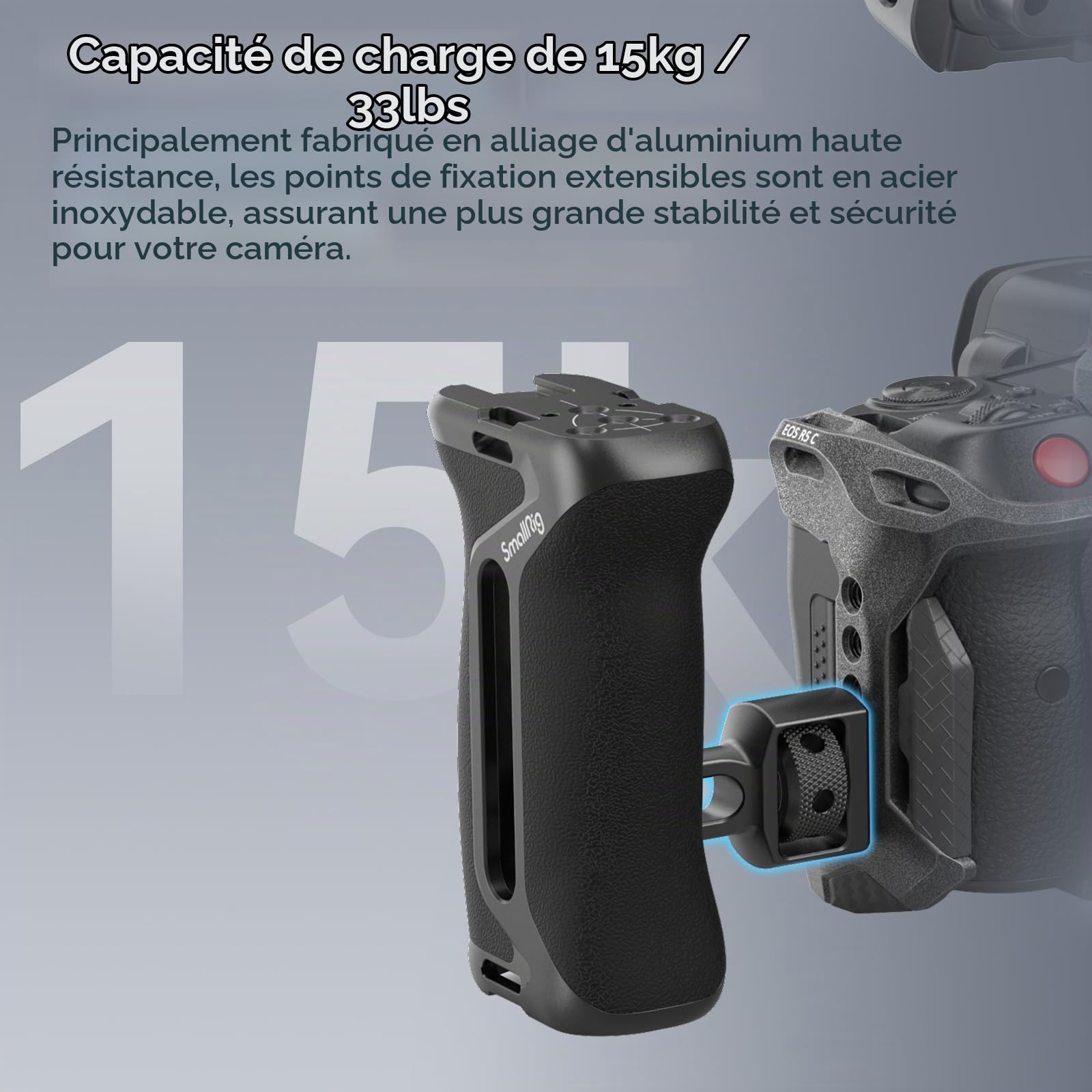 SMALLRIG Poignée Latérale avec Vis de Positionnement (2 en 1), Réglable Haut/Bas de 36mm, Universelle Gauche/Droite, Poignée Ergonomique pour Cages de Caméra et L Bracket - 4346