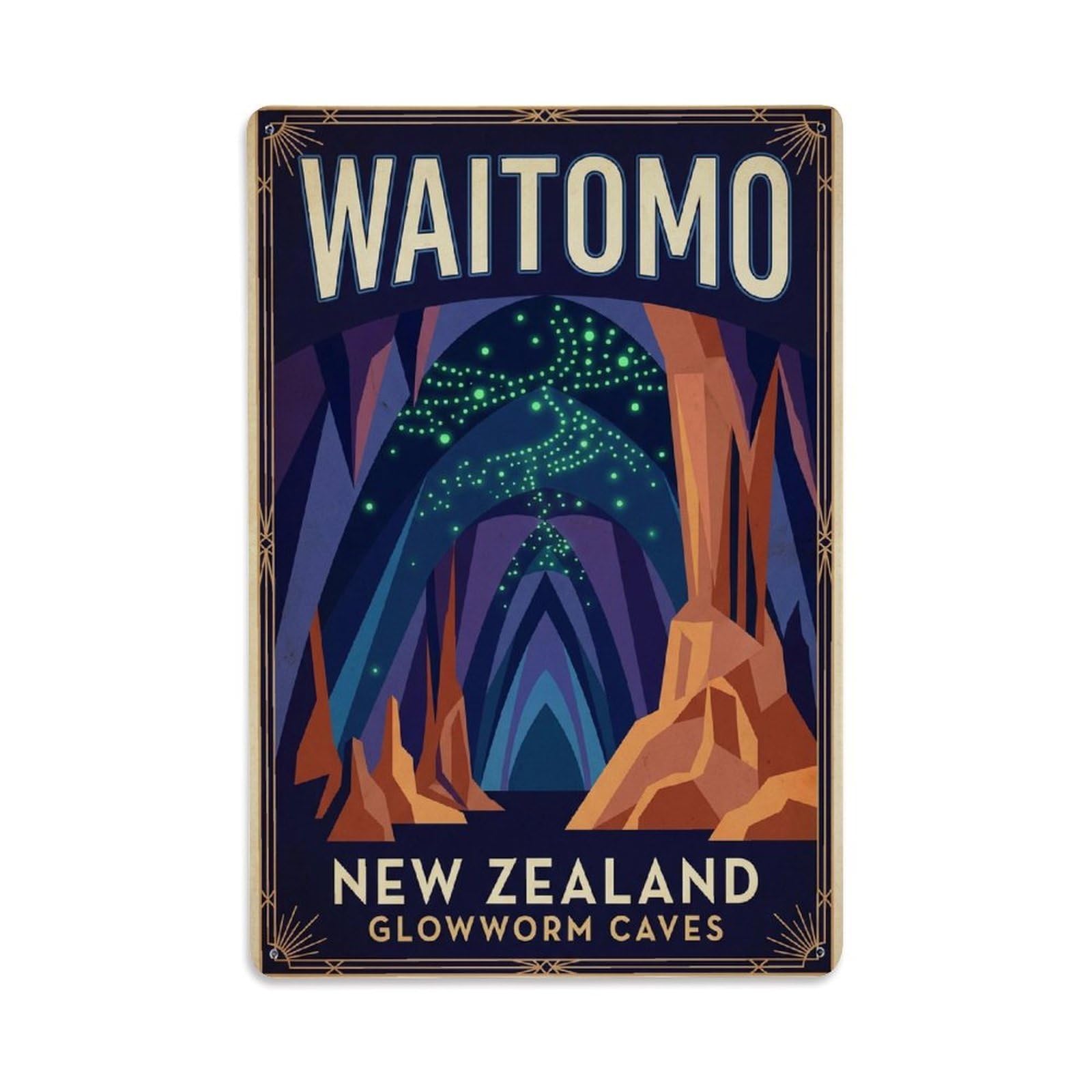 Metal Tin Sign New Zealand Waitomo Retro Travel