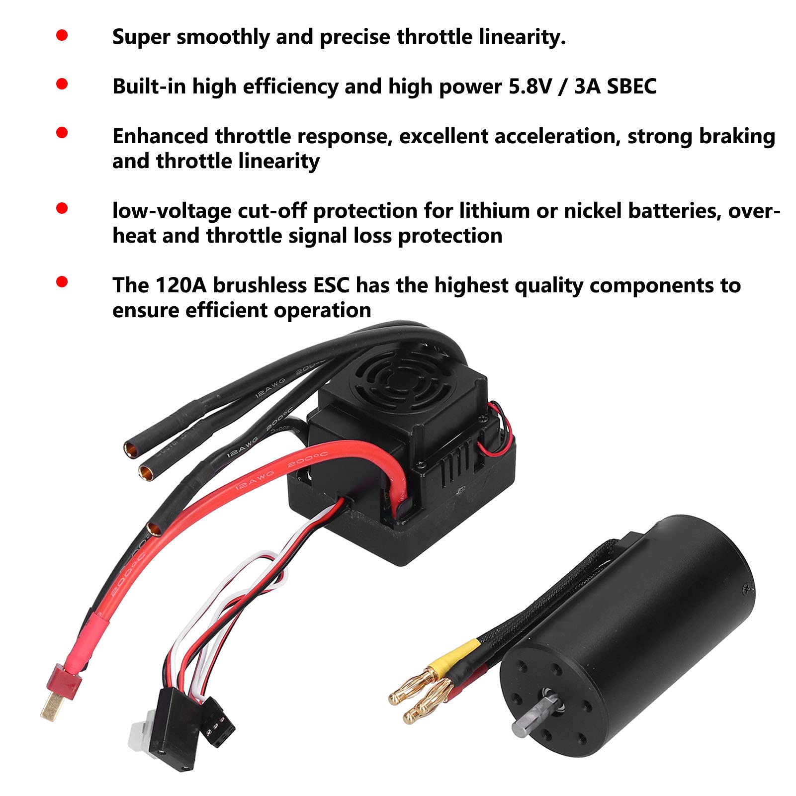 Domary 3670 2650KV Silnik Bezszczotkowy i Zestaw ESC 120A dla 1/8 RC Aluminium Aluminium Performance Ulepszona wydajność