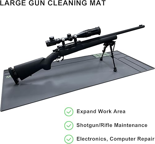 Miniatura 10 de Alfombrilla de limpieza grande de 43 x 18 pulgadas, de goma antideslizante, magnética, acolchada, alfombrilla de limpieza para rifle de escopeta,