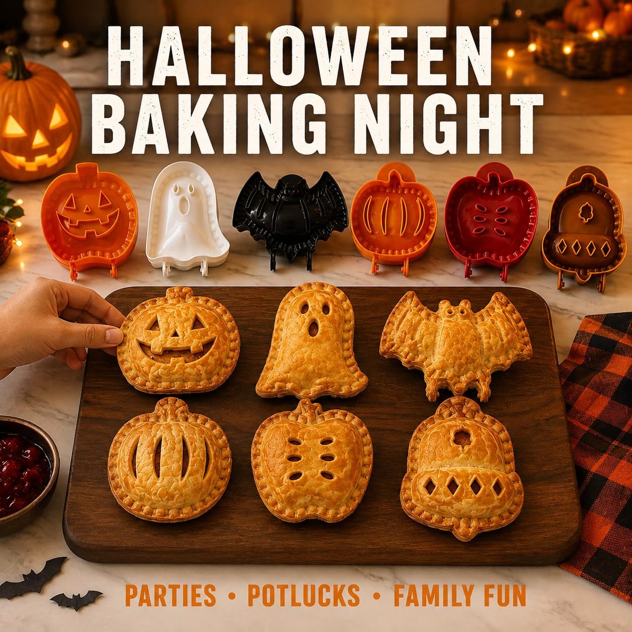 Halloween Hand Pie Molds, Pastry Cutter ＆ Sealer Set（Halloween 6-piece set）