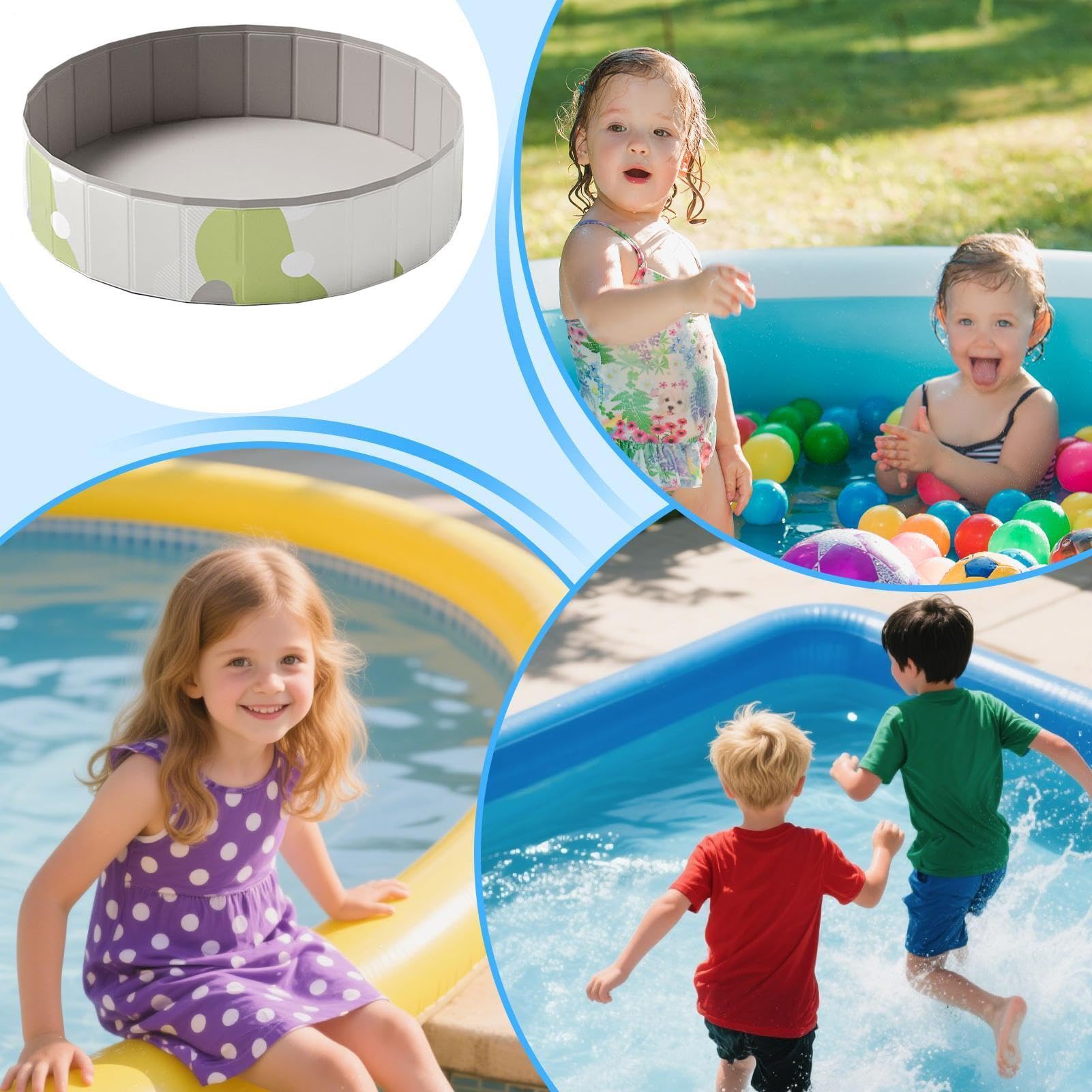Piscina Pieghevole Bambini, 80cm, Piscina, Antiscivolo E PVC Ispessito, Rigida Portatile Antiscivolo all'Aperto Interno Giardino