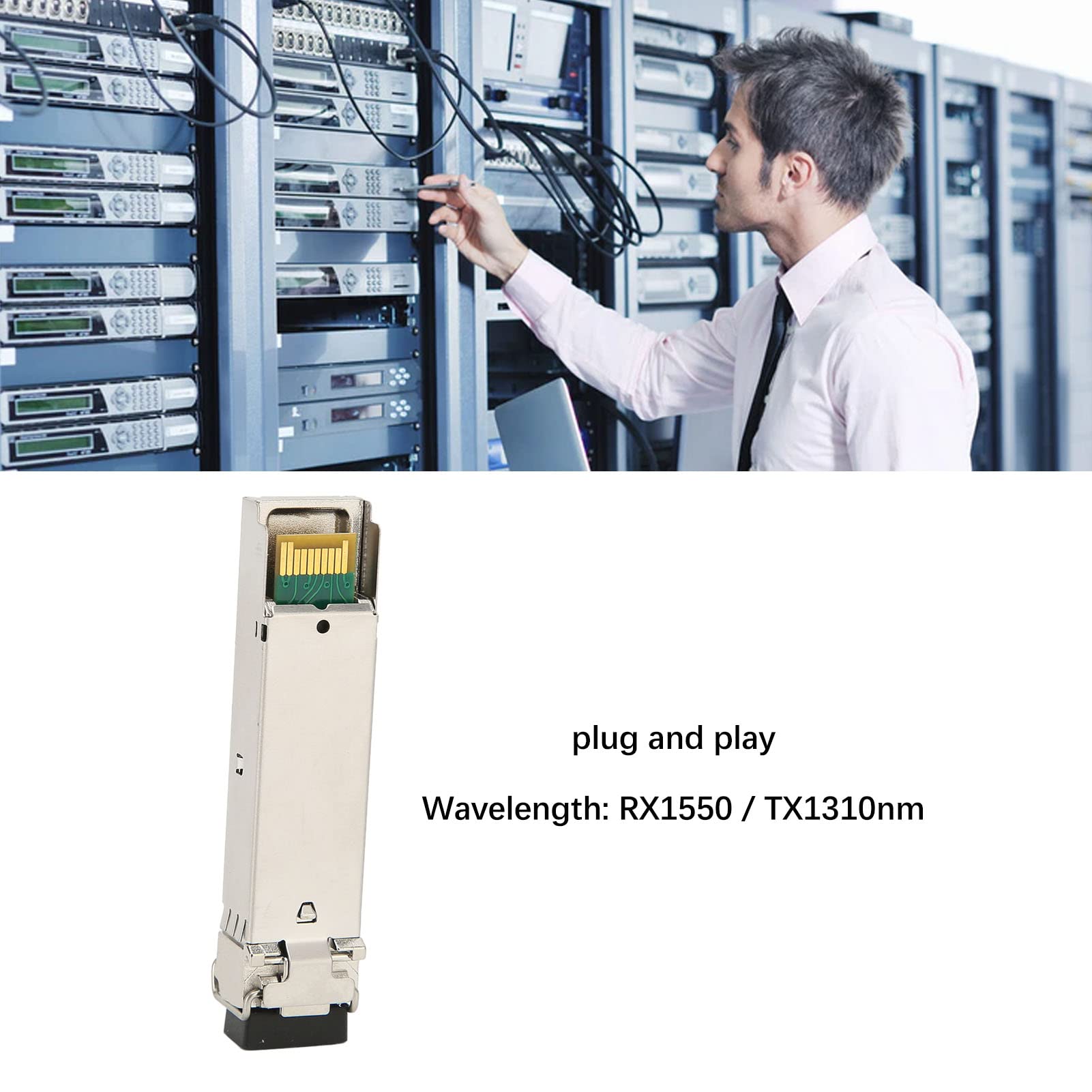 Acouto Ricetrasmettitore SFP da 1,25 Gbps Modulo Ottico SFP in Fibra Monomodale TX1310nm da 1,25 Gbps per Trasferimento Server Router Switch Fibra /TX1310 Singola Ottica Bassa La modalità Nm Adotta