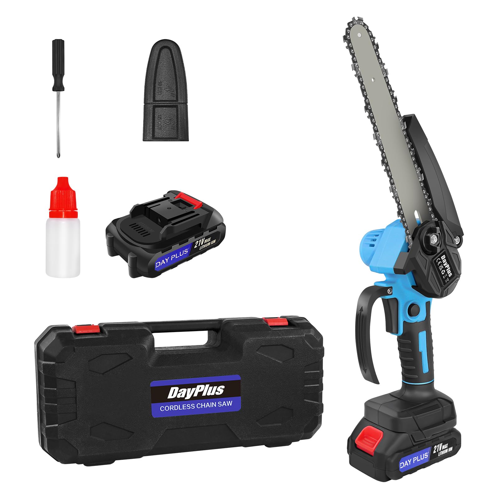 8 Inch Mini Chainsaw Cordless, Electric Battery Powered Chainsa with 2x1500mAh Batteries & 1 Chain, Lightweight One-Handed Tree Pruner for Gardening, Seniors & Women